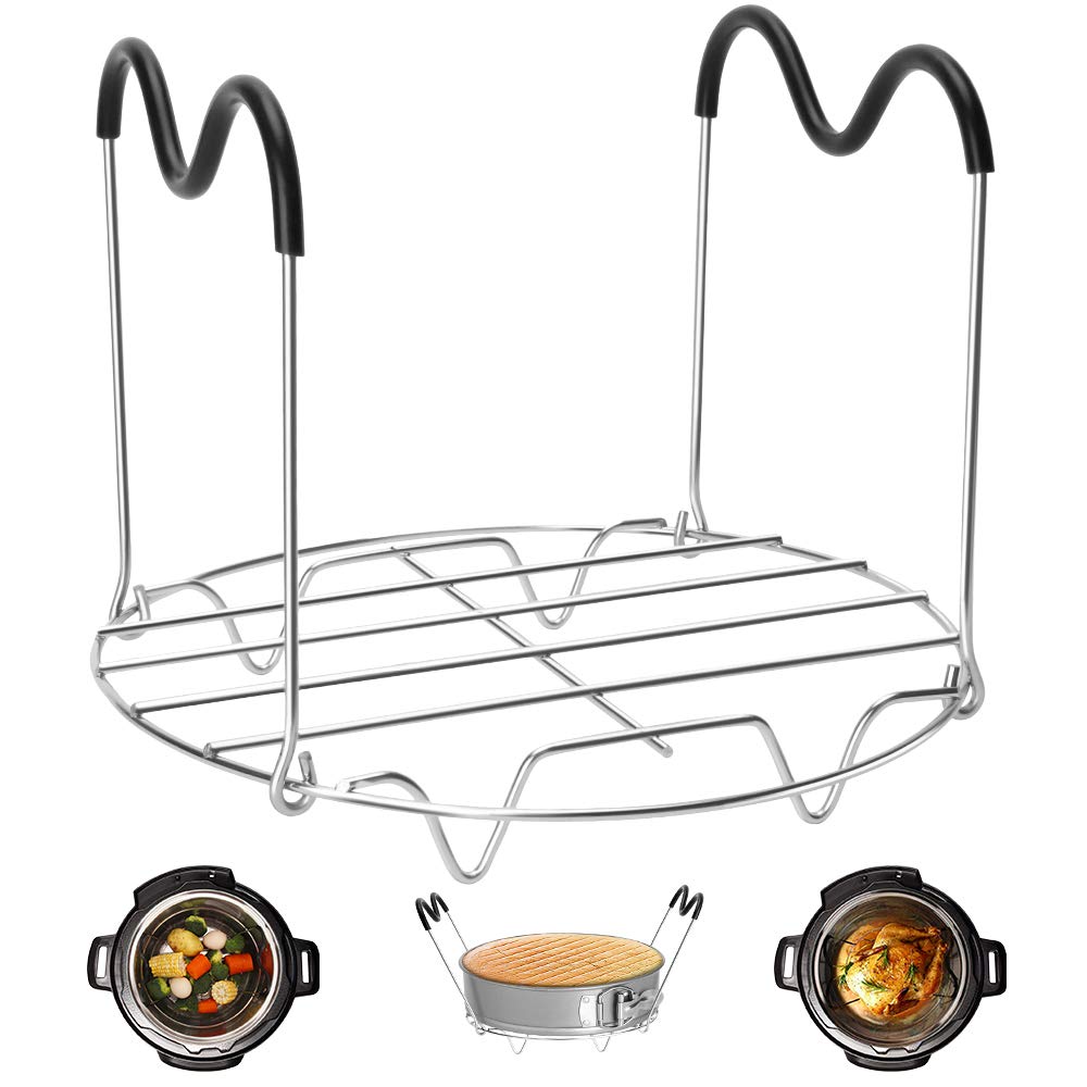 Stainless Steel Steamer Rack Trivet with Handles for Instant Pot 6QT & 8QT - Pressure Cooker Accessories, Wire Steam Rack for Cooking Meat, Vegetables & Seafood - Perfect for Meal Prep, Canning & Healthy Cooking