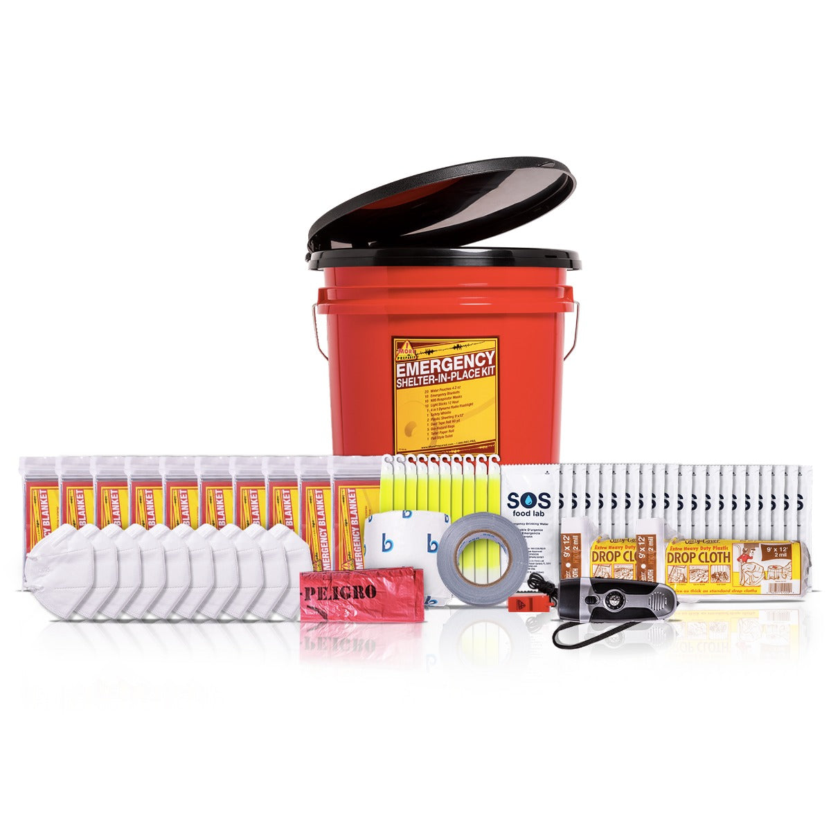 Emergency GSA Shelter in Place Kit in Pail - 72-Hour Survival Supplies for Natural Disasters, Pandemics & Power Outages | Home, Office & Car Preparedness