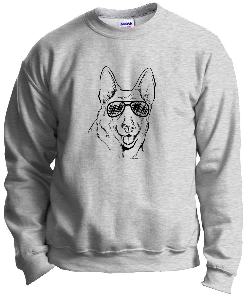 German Shepherd Dog in Sunglasses Crewneck Sweatshirt - Cute Pet Lover Gift for Dog Owners, Perfect for Casual Wear & Dog-Themed Parties