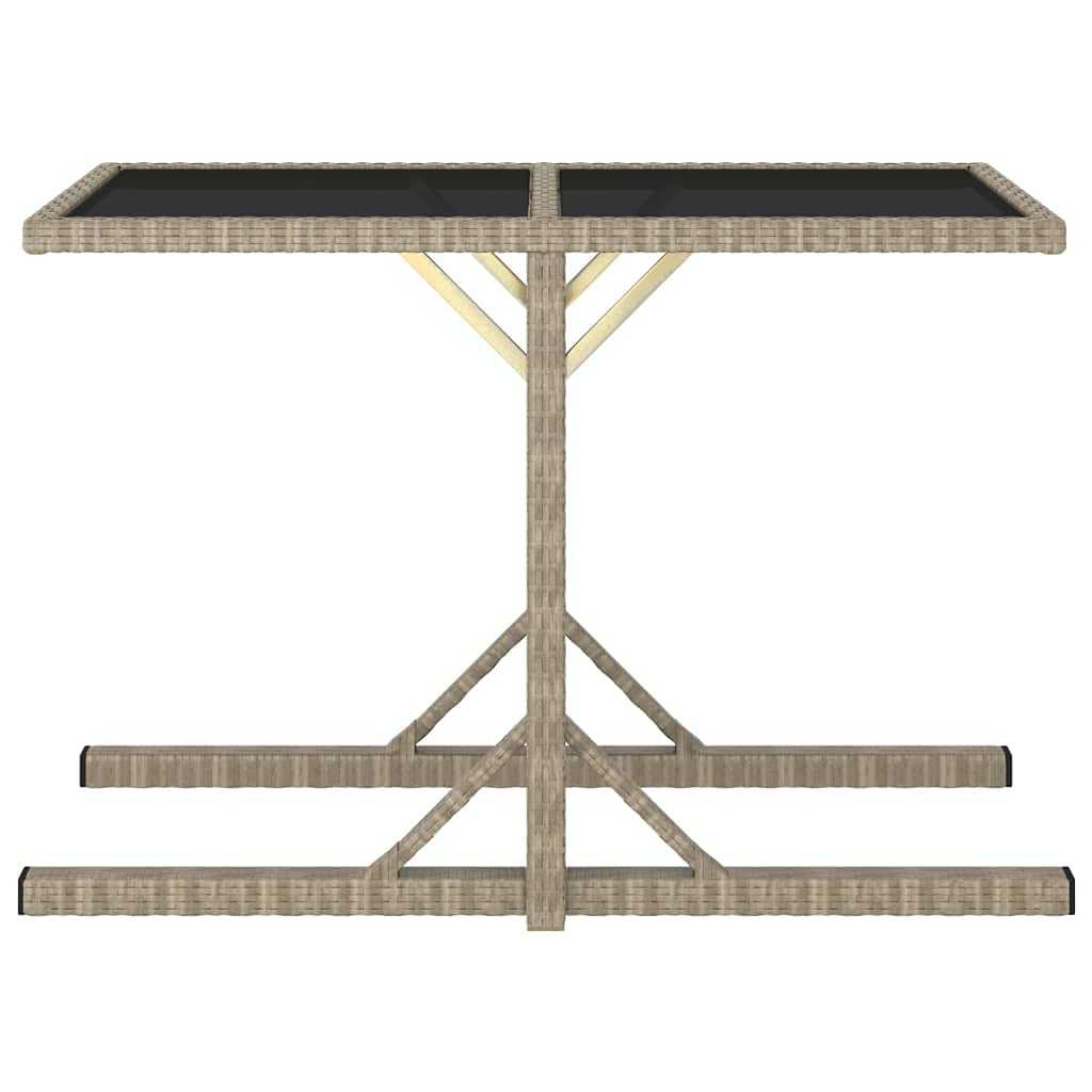 Beige PE Rattan Patio Table with Glass Top - Outdoor Garden Dining Set for Picnic, Backyard, and Terrace Use