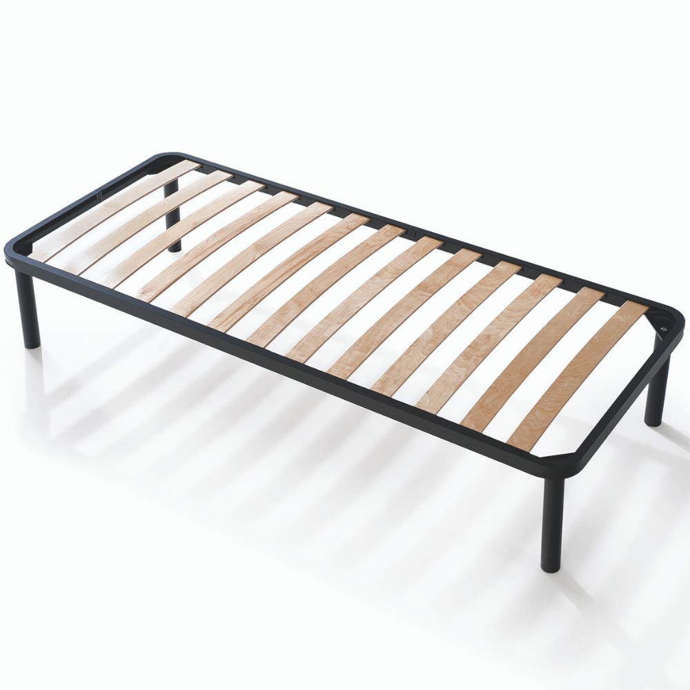 EVERGREENWEB - 85x190 cm Wood Slat Orthopedic Bed Frame with Reinforced Iron Structure & 4 Removable Legs, Universal Base for All Beds and Mattresses - Apple - Perfect for Guest Rooms, Dormitories and Small Spaces