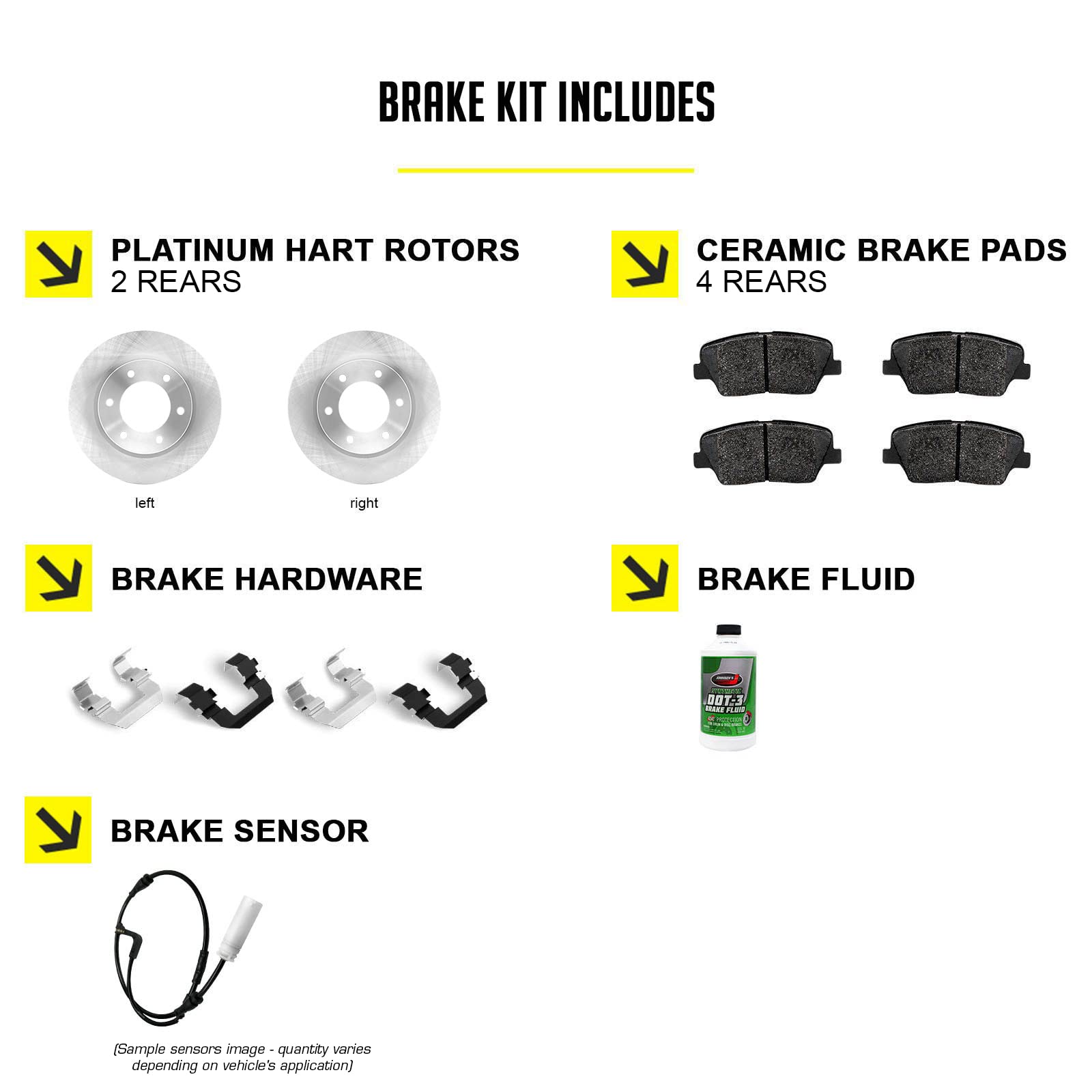 Hart RBB1.31107.52 Rear Brake Pads and Rotors Kit - Semi-Metallic Brake Pads with Hardware & Sensor | Compatible with [Vehicle Models] | Perfect for Daily Commuting, Highway Driving & Heavy Loads