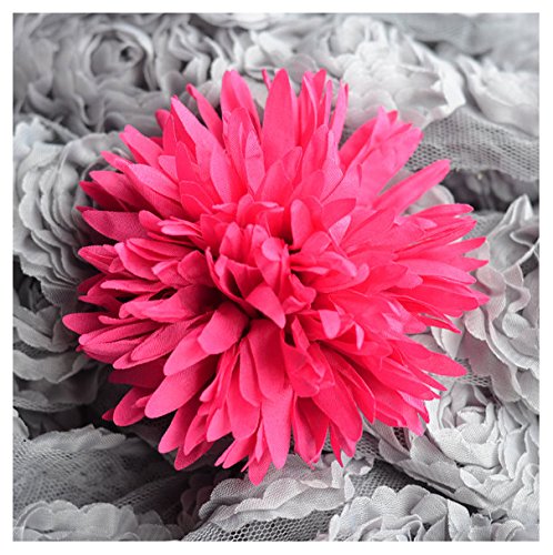 4-Piece Cotton Rose Flower Fuchsia Hot Pink Chiffon Silk Hair Accessories Set - Bridal Baby Headbands, Hair Clips & Bows (Free Shipping) - Perfect for Weddings, Baby Showers & Special Occasions