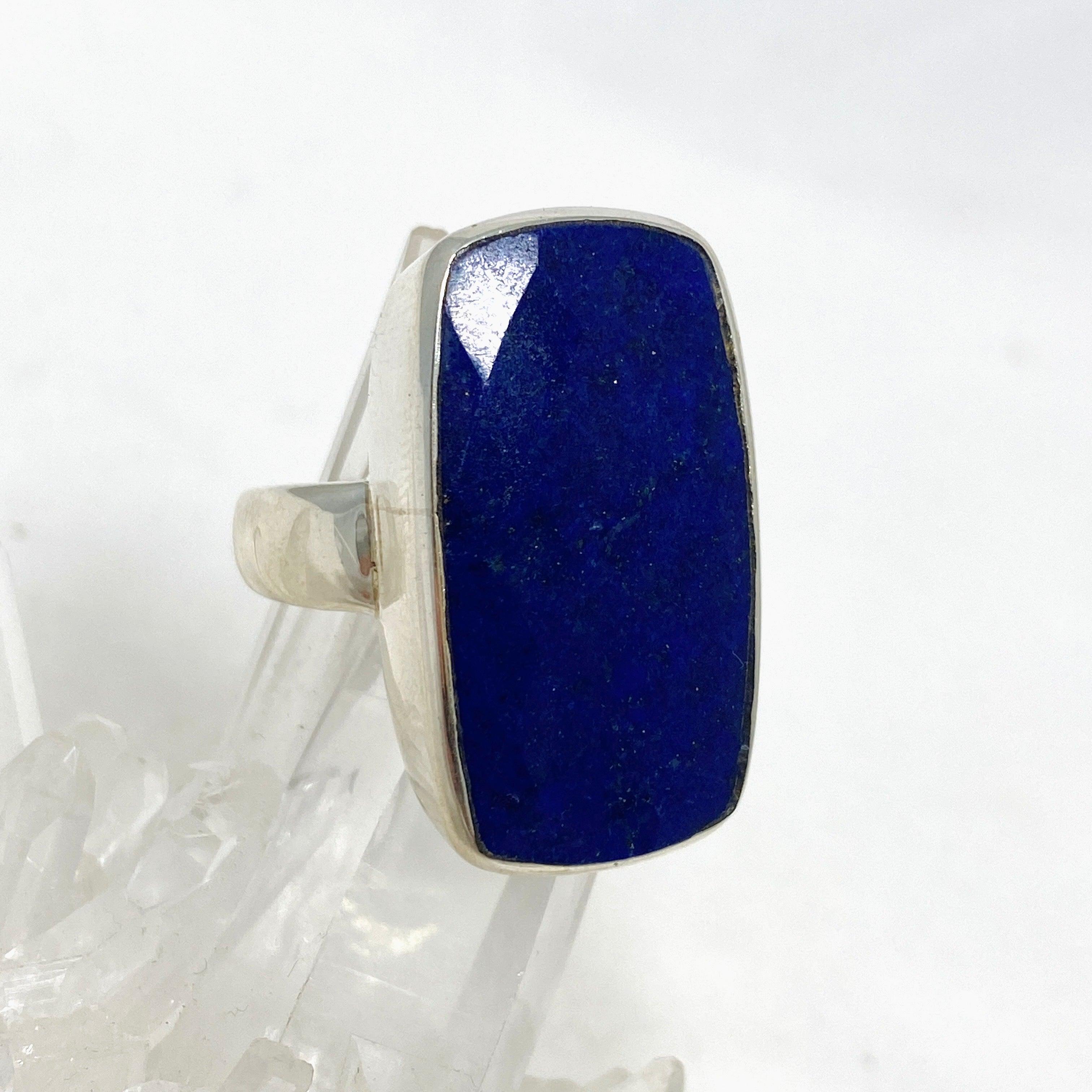 Lapis Lazuli Faceted Rectangular Ring - Size 12 Sterling Silver Jewelry for Women - Elegant Statement Ring for Gifts, Parties & Special Occasions
