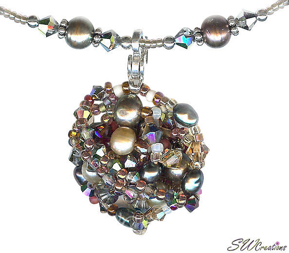 Earth Crystal Pearl Fusion Bead Art Necklace - Elegant Handmade Jewelry for Women, Boho Chic Accessory | Perfect for Weddings, Parties & Everyday Wear
