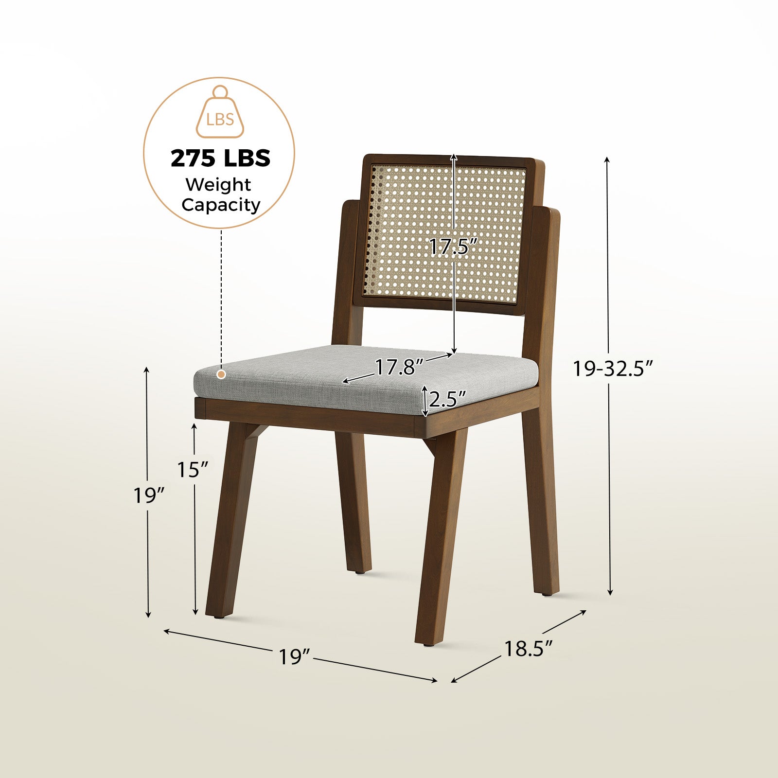 Elazar Modern Woven Rattan Dining Chair with Backrest - Indoor/Outdoor Use - Patio, Dining Room, Kitchen, Restaurant - Comfortable & Stylish Seating Solution