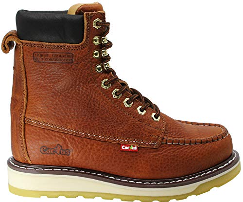 CACTUS Men's 8-Inch Soft Toe Oil-Resistant Work Boots - Full Grain Leather, Flexible Polyurethane & Rubber Dual Density Outsole - Ideal for Gardening, Landscaping, Construction and Outdoor Work