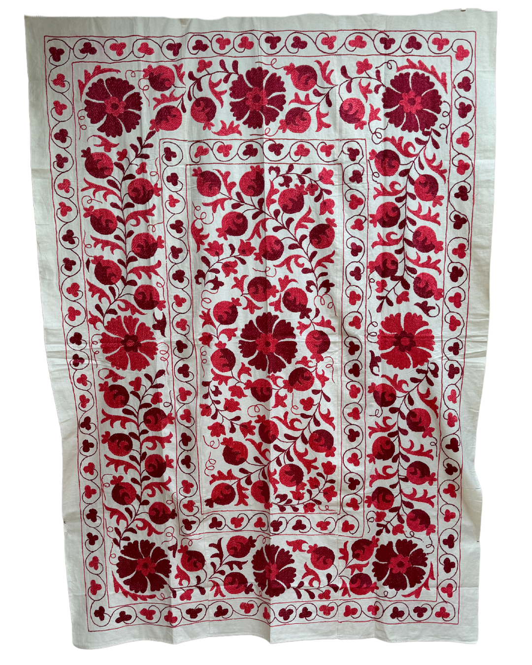 Handmade Suzani Red Embroidered Pillow Cover - Boho Home Decor for Living Room, Bedroom & Sofa
