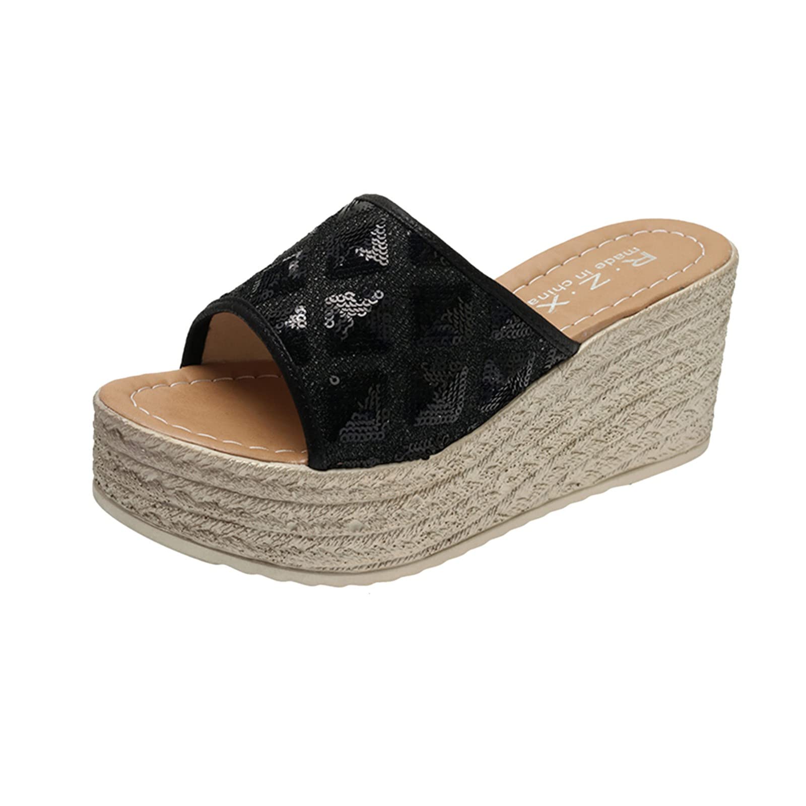 RUIY Women's Fashion Bright Leather Platform Wedge Sandals - Comfortable Casual Beach Shoes for Ladies, Perfect for Summer Outings and Vacations