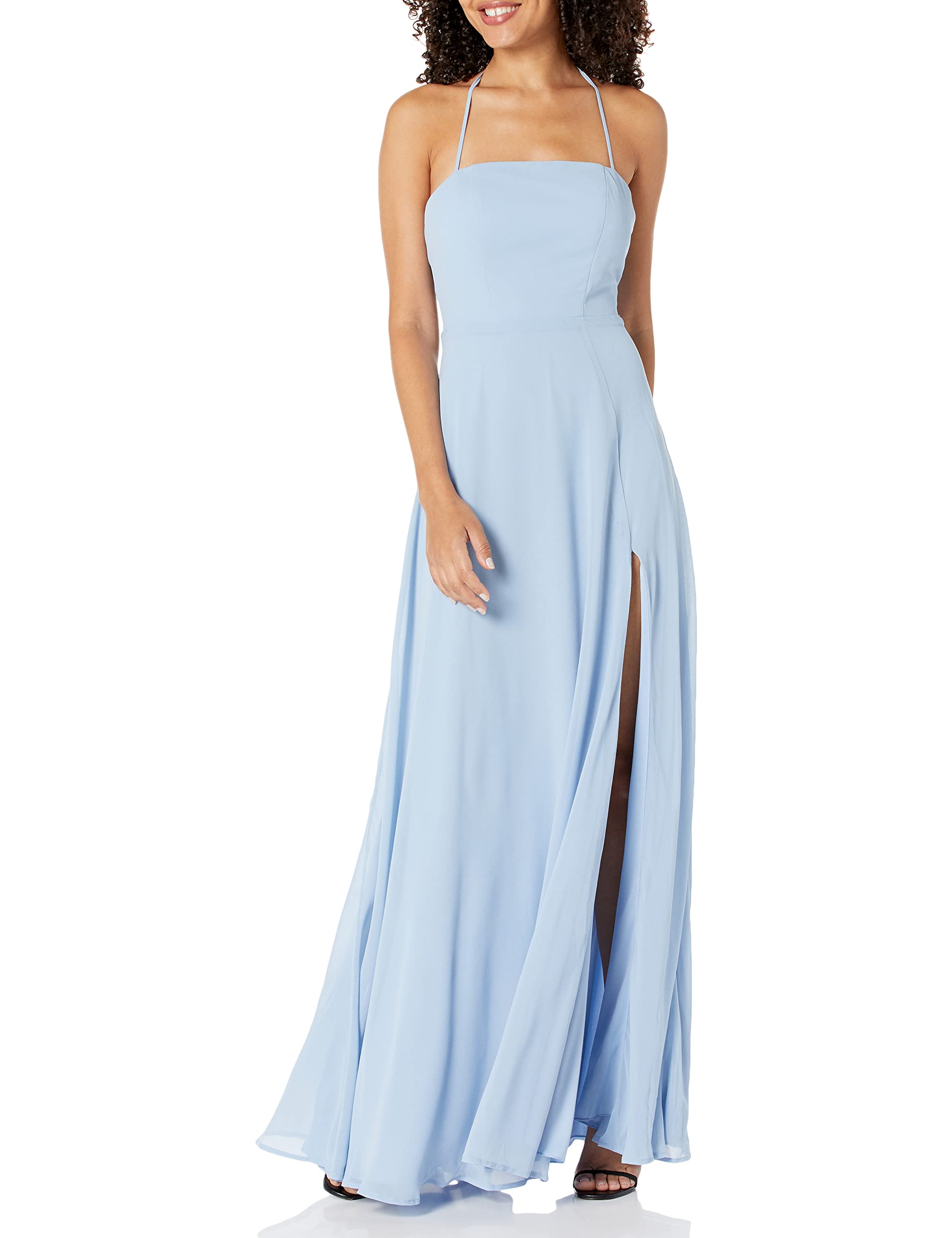 Elegant Women's Halter Chiffon Maxi Dress - Flowy Beach Wedding Party Gown for Summer Vacations & Evening Events