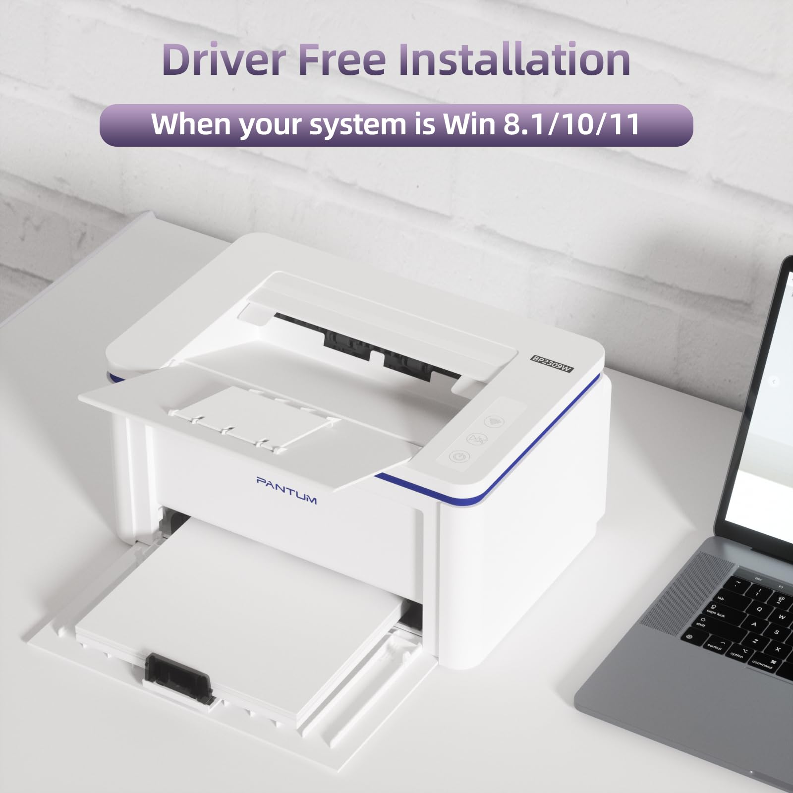 PANTUM BP2309W Wireless Laser Printer with WiFi, USB & Bluetooth - 20ppm A4 Monochrome Printer for Home Office | Compact Design for Small Spaces, Ideal for Remote Work & Student Use