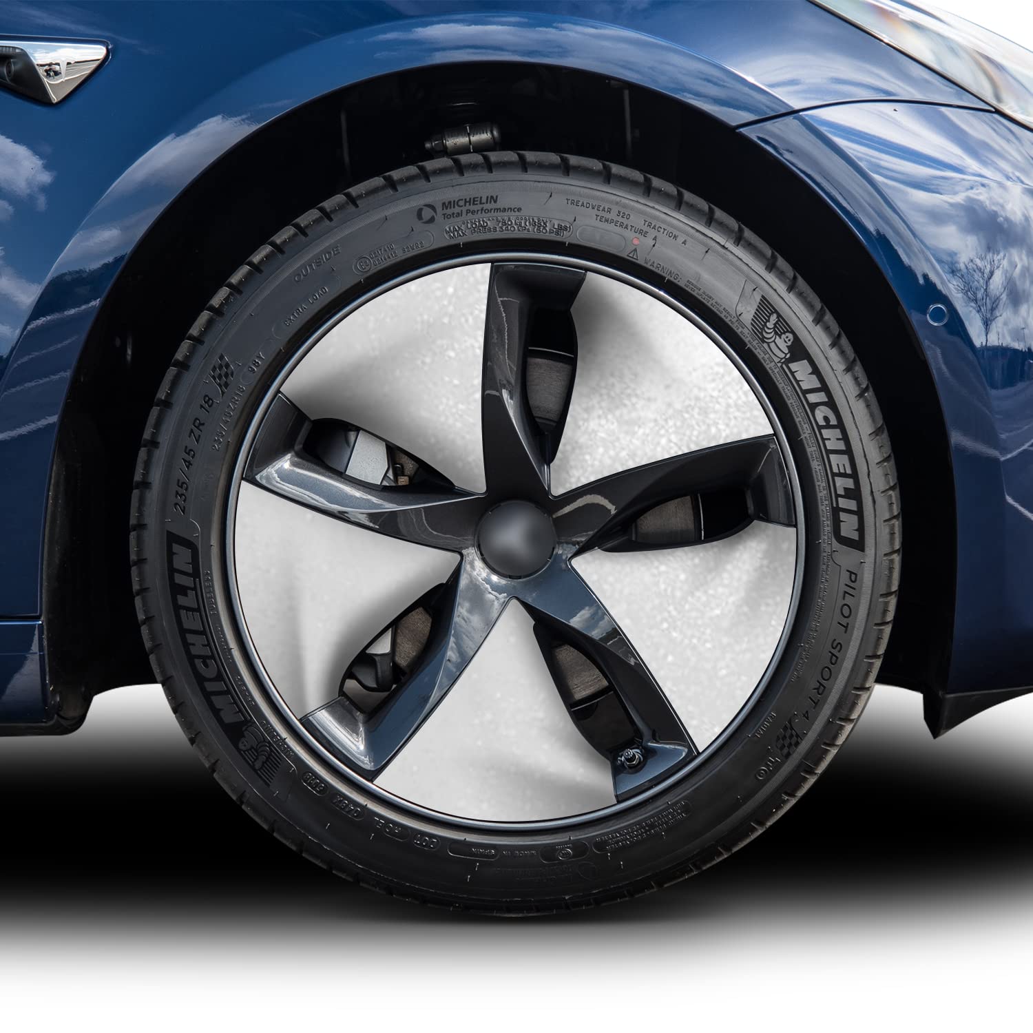 Premium Aero Wheel Vinyl Wrap Kit for Tesla Model 3 (2017-2020) - Glitter Gloss White Decal | DIY Car Styling & Customization Accessories | Perfect for Road Trips & Car Shows
