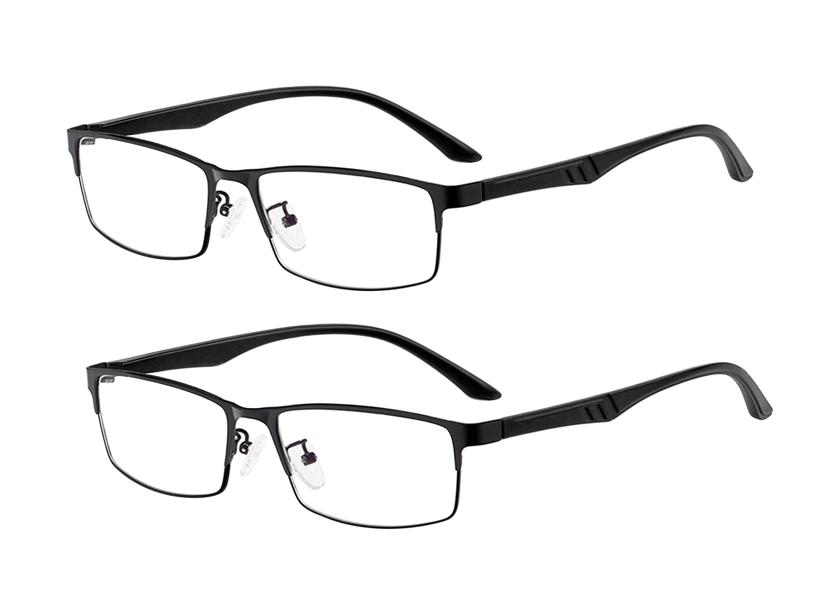 ALWAYSUV 2 Pack Blue Light Blocking Reading Glasses - TR90 Black Full Frame Computer Glasses for Men & Women - Reduce Eye Strain for Office Work, Gaming & Screen Time
