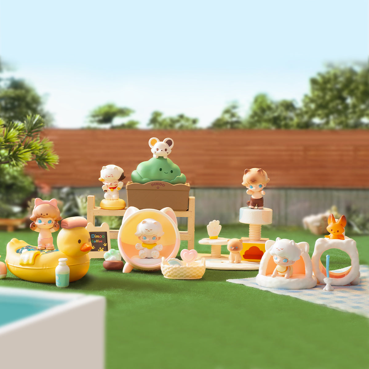 Dimoo Cat Paradise Series Collectible Figure - Cute Cat-Themed Prop for Home Decor, Shelf Display & Anime Collections