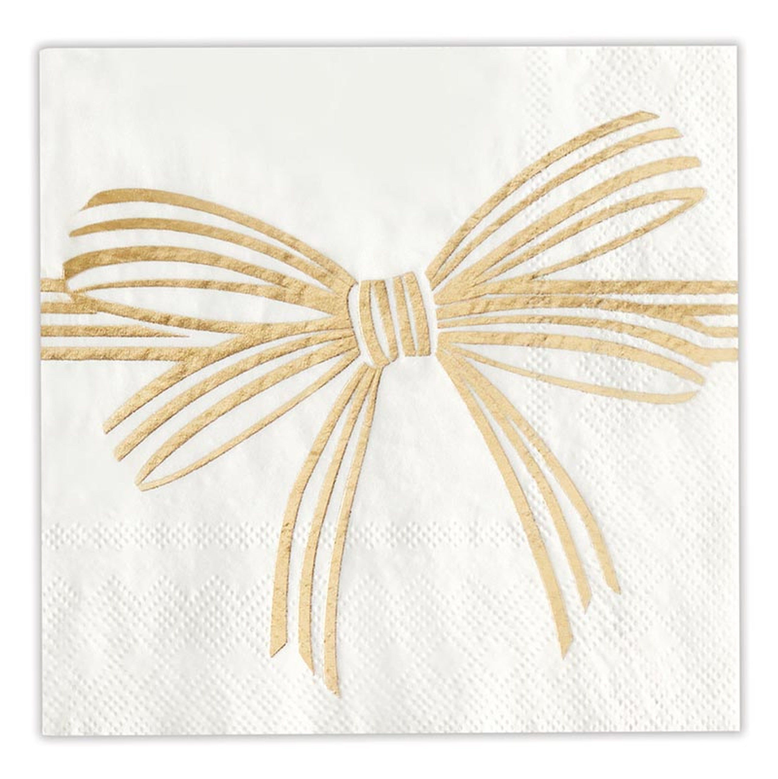 Elegant Metallic Bow Cocktail Napkins - Premium Disposable Party Napkins for Weddings, Bridal Showers & Special Events