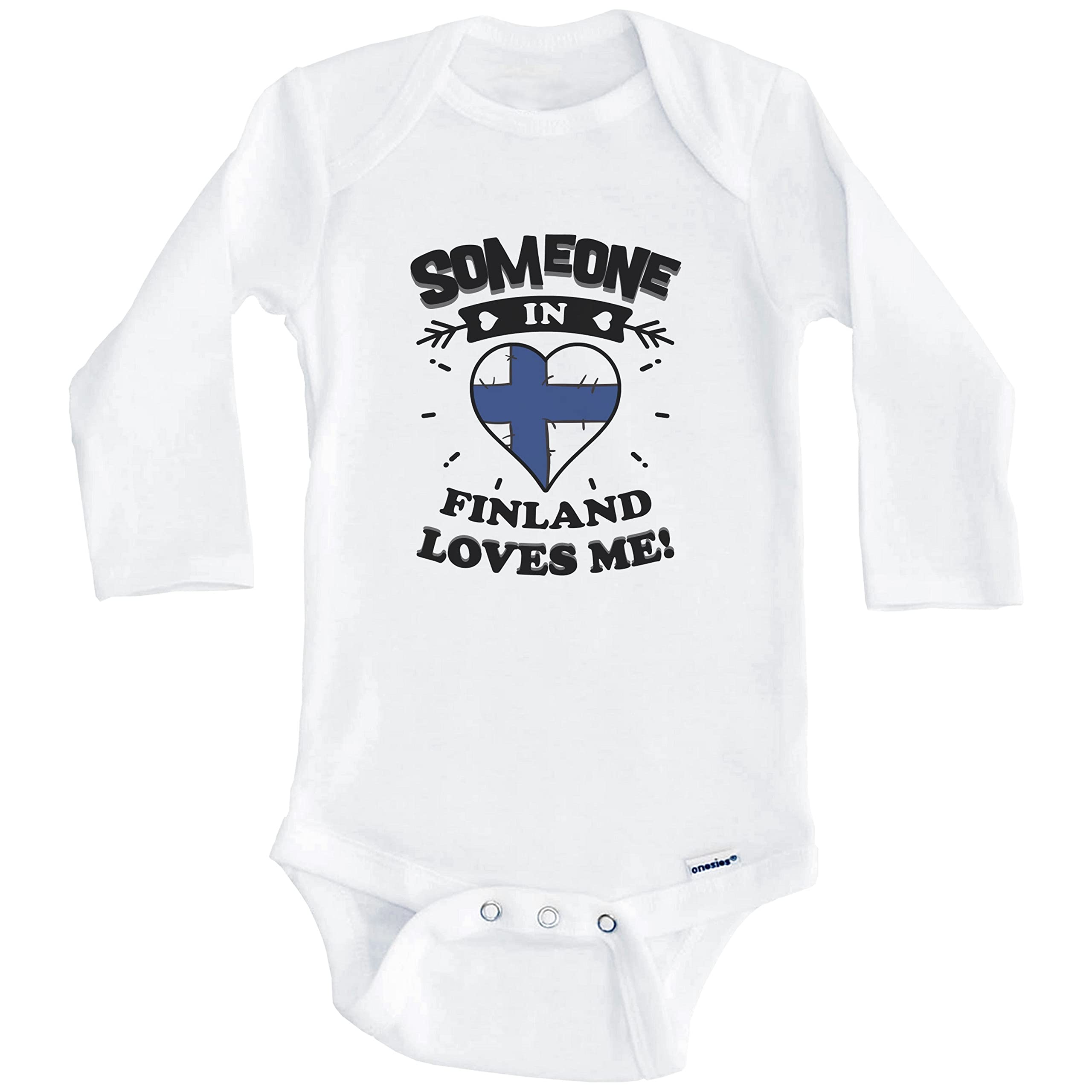 Someone in Finland Loves Me Finnish Heart One Piece Baby Bodysuit - Long Sleeve Infant Romper for Newborns & Toddlers - Perfect for Family Photos, Holidays & Everyday Wear