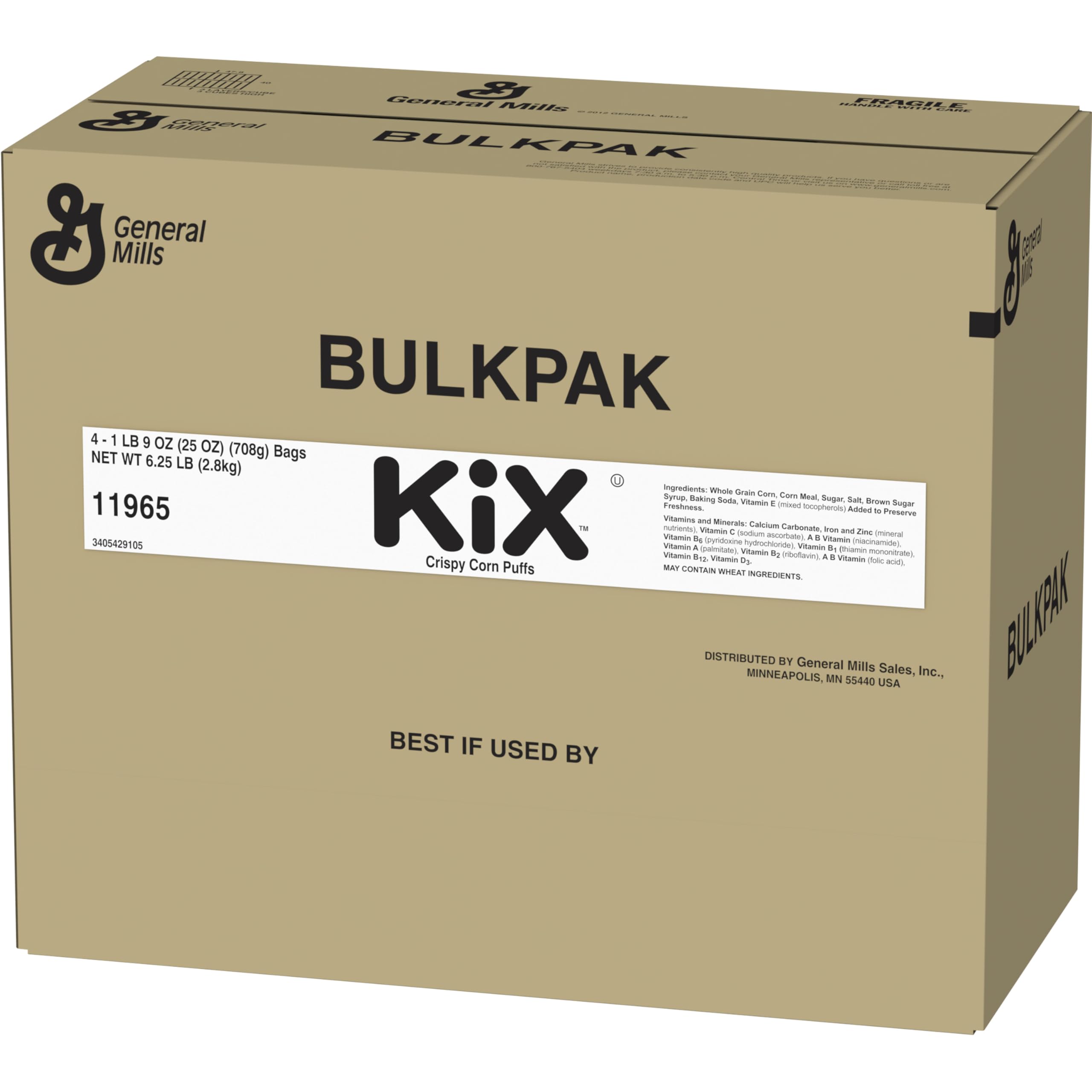 Kix Cereal Bulk Pack - 25 Oz (Pack of 4) | Wholesome Breakfast Cereal for Kids & Adults | Perfect for School Lunches, Snacks & Family Breakfast