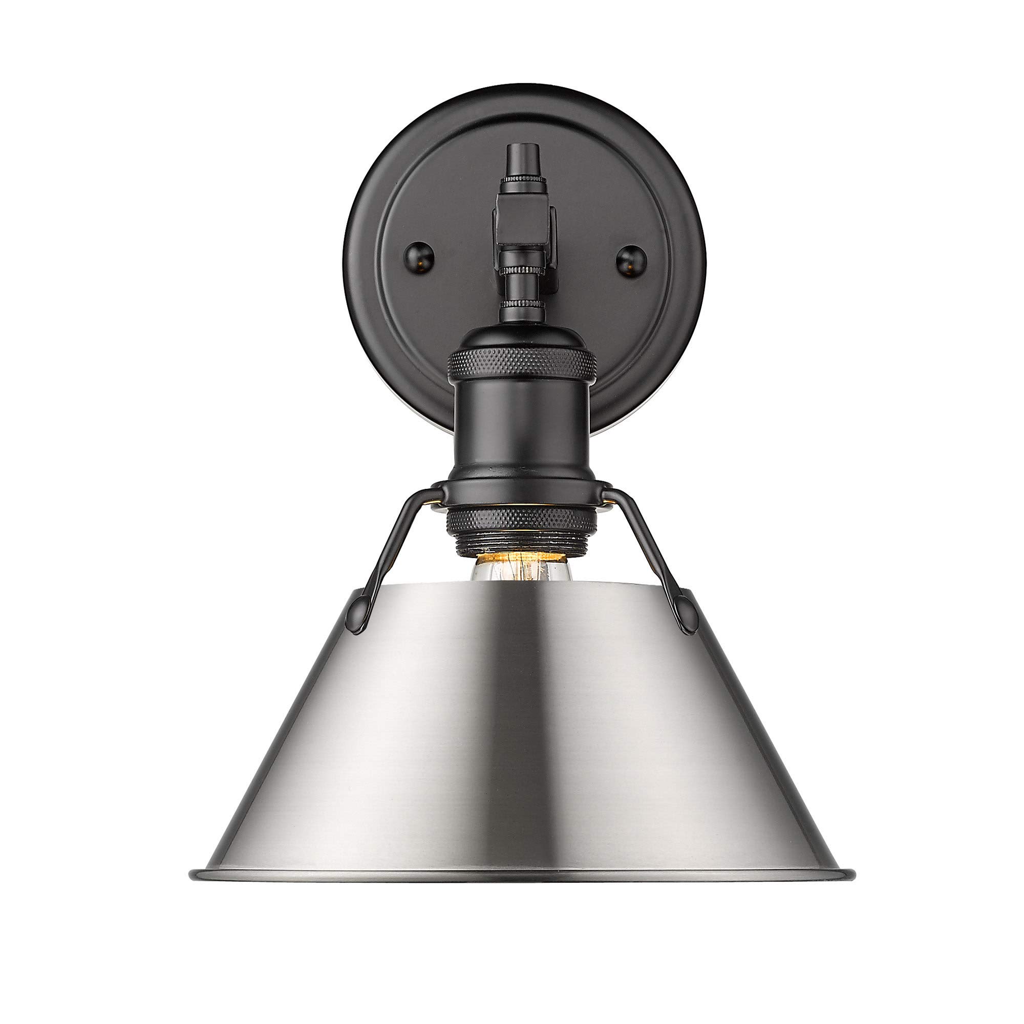 Golden Lighting 3306-BA1 BLK-PW Orwell Bath Vanity Light Fixture - Matte Black with Pewter Shade - Modern Bathroom Vanity Lighting for Mirrors - Perfect for Bathroom Renovation & Home Decor