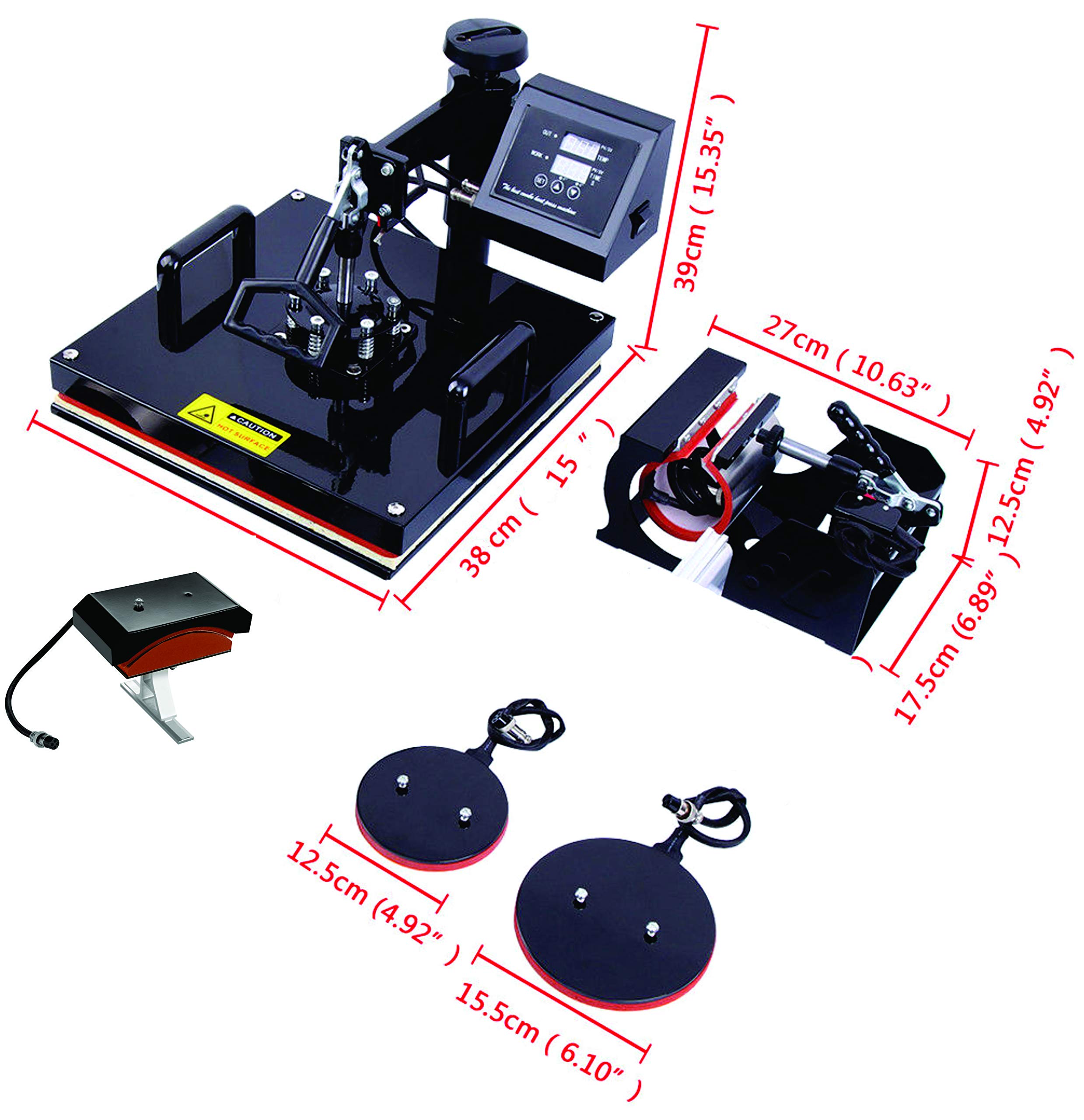 Best Sublimation Printer 15x15in 5-in-1 Pro Heat Press Machine with CISS System & Blank Materials Combo Kit for T-Shirts, Mugs, Hats - Perfect for Home Business & DIY Craft Projects
