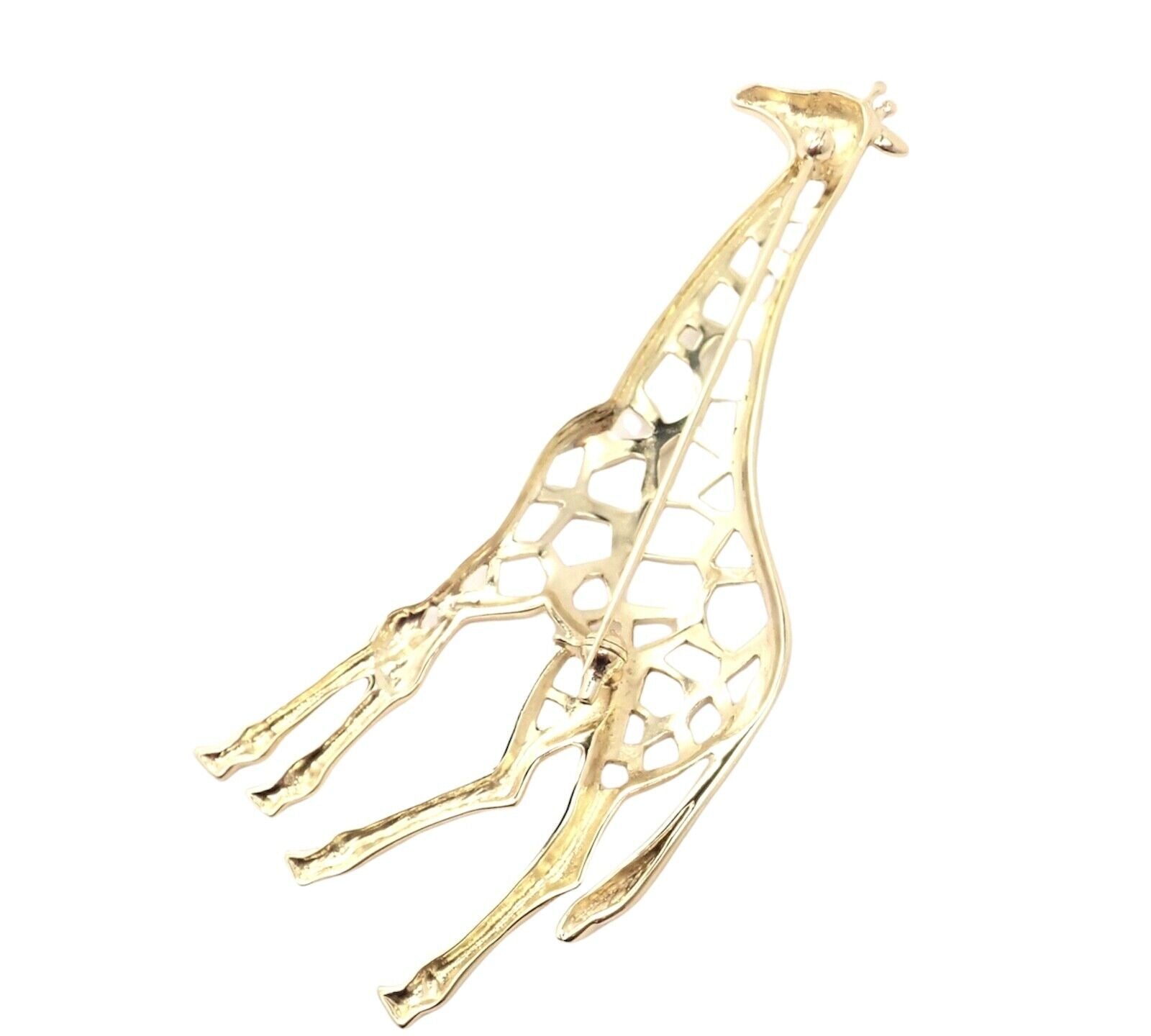 Authentic Mikimoto 18K Yellow Gold Large Giraffe Pin Brooch - Vintage Luxury Jewelry for Women - Perfect for Special Occasions, Gift Giving & Collecting