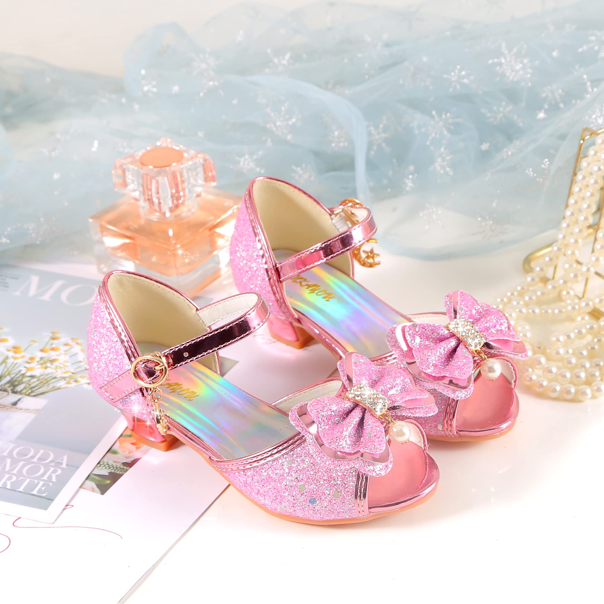 Sparkly Girls Mary Jane Shoes for Weddings & Parties - Princess Flower Strap Dress Shoes for Special Occasions | Perfect for Flower Girls, Pageants & Formal Events