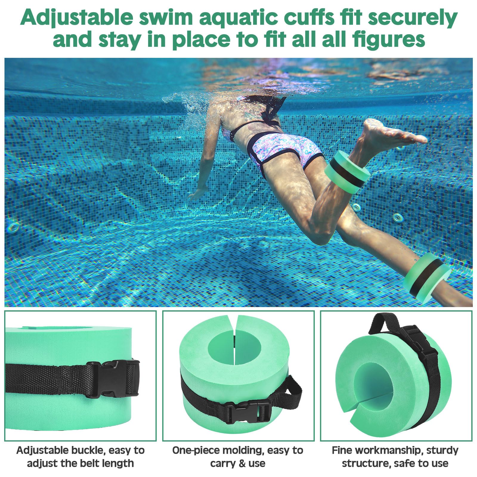 5-Piece Aquatic Exercise Set with 2 Ankle Weights, 2 Water Dumbbells & Swim Belt - Pool Fitness Equipment for Water Aerobics, Hydrotherapy & Low-Impact Workouts
