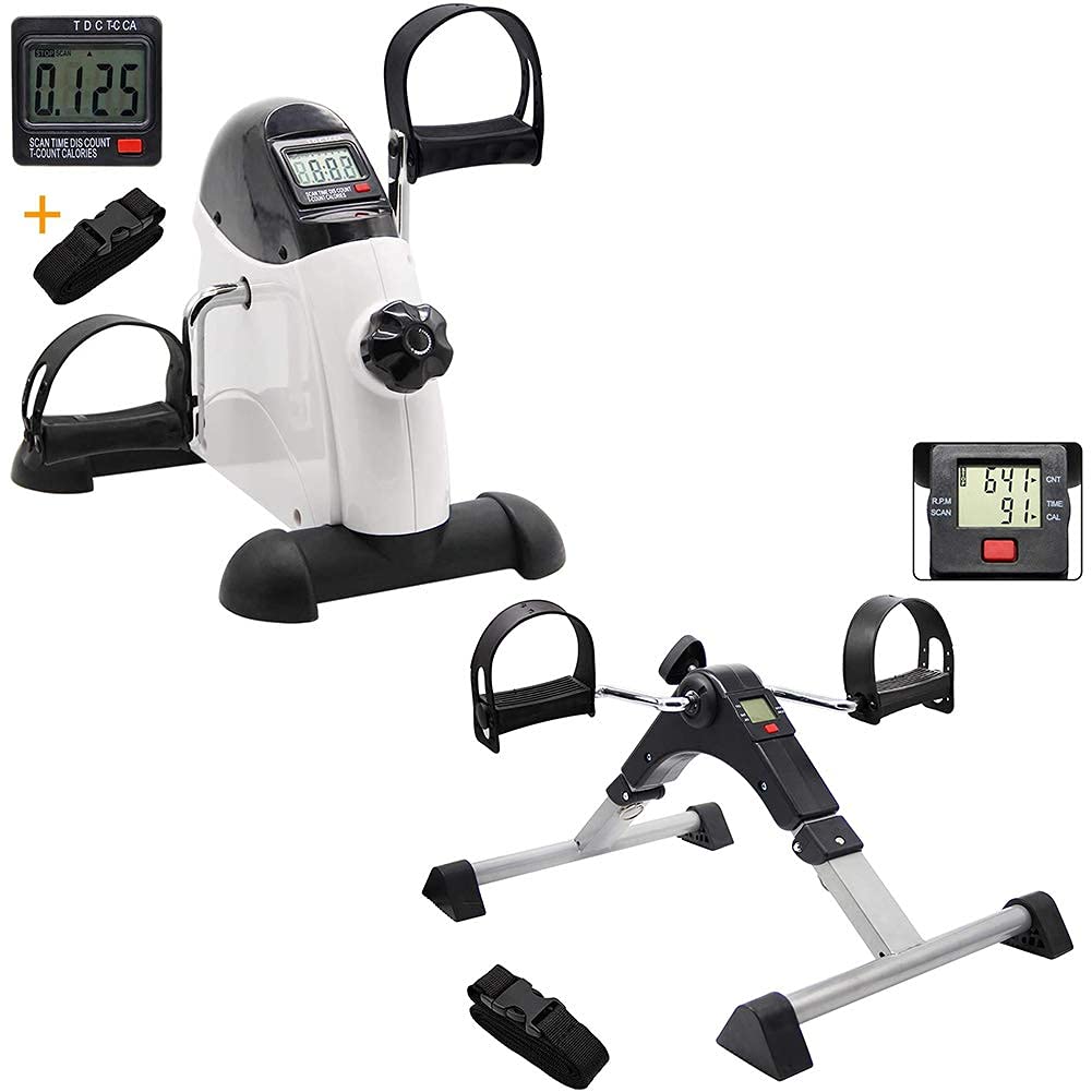 Hausse Portable Exercise Pedal Bike - Folding Mini Pedal Exerciser for Home & Office Workout | Compact Under Desk Bike for Leg & Arm Training | White