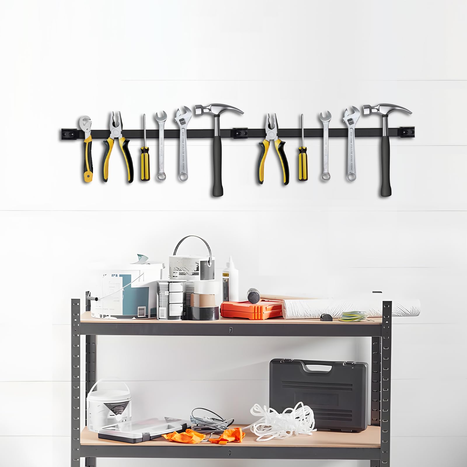Magnetic Tool Holder with PVC Coated Strip for Garage, Shop & Workplace Organization - Ideal for Tool Storage, Workshop, and DIY Projects