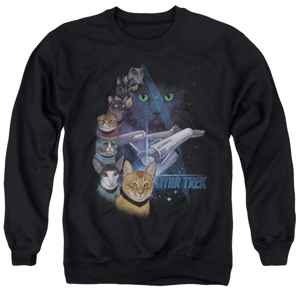 Star Trek Feline Galaxy Unisex Crewneck Sweatshirt | Sci-Fi Cat Lovers Apparel for Men & Women | Perfect for Cosplay, Conventions & Casual Wear