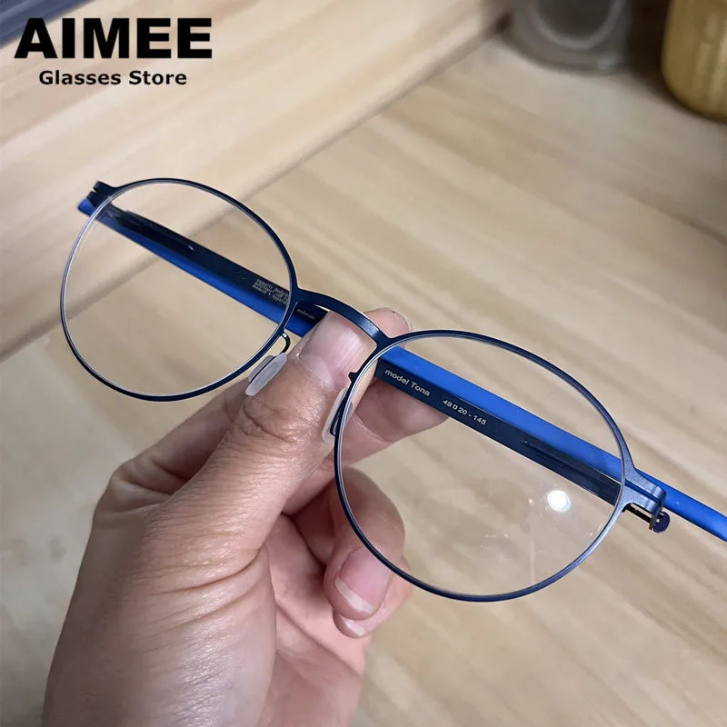Aimee Unisex Full Rim Square Screwless Steel Eyeglasses Frame 61499 - Lightweight Durable Glasses for Men & Women - Perfect for Reading, Work, and Everyday Use