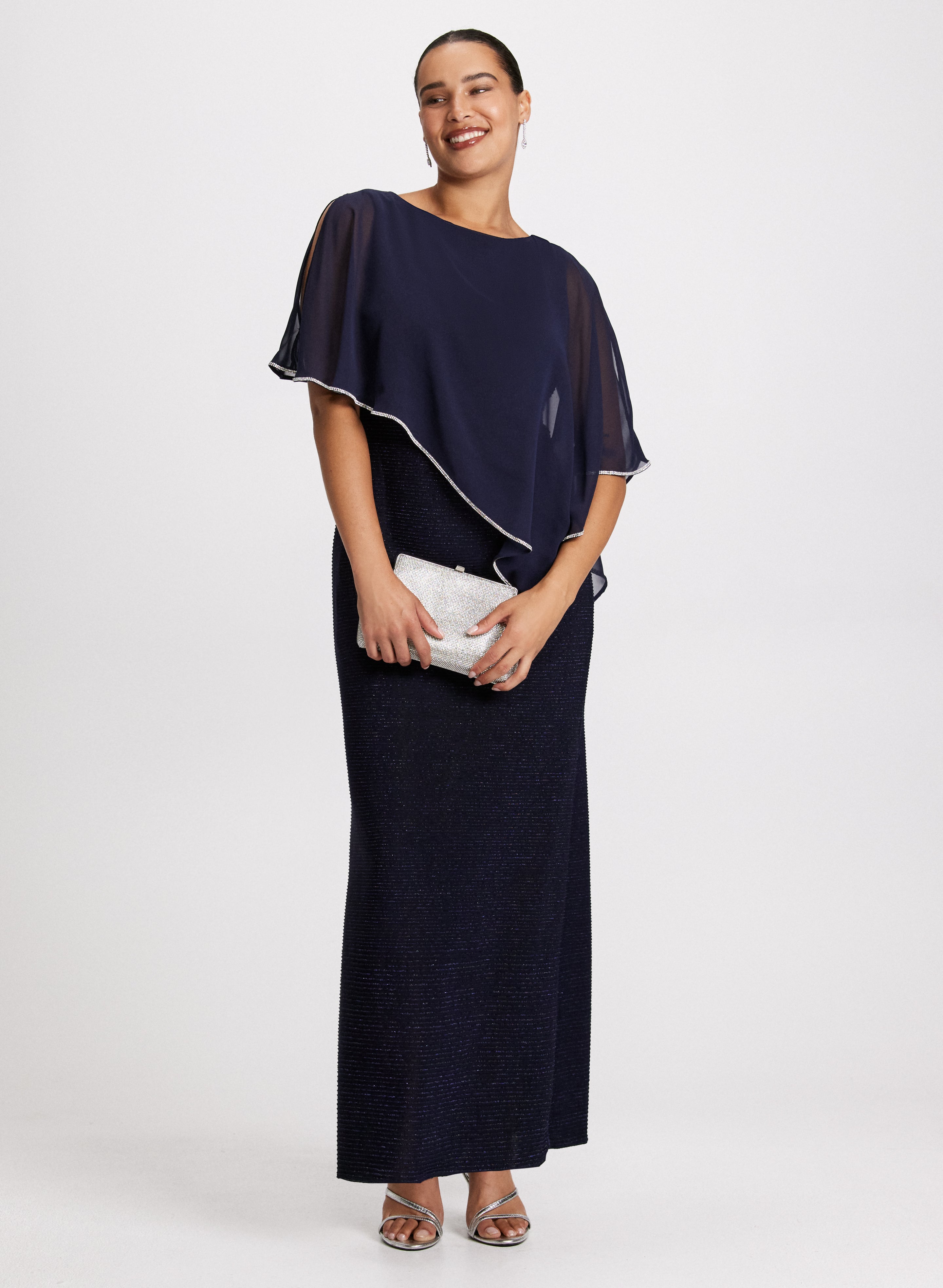 Asymmetrical Poncho Maxi Dress for Women - Boho Chic Long Flowy Dress with Side Slit | Perfect for Beach, Vacation, and Casual Outings