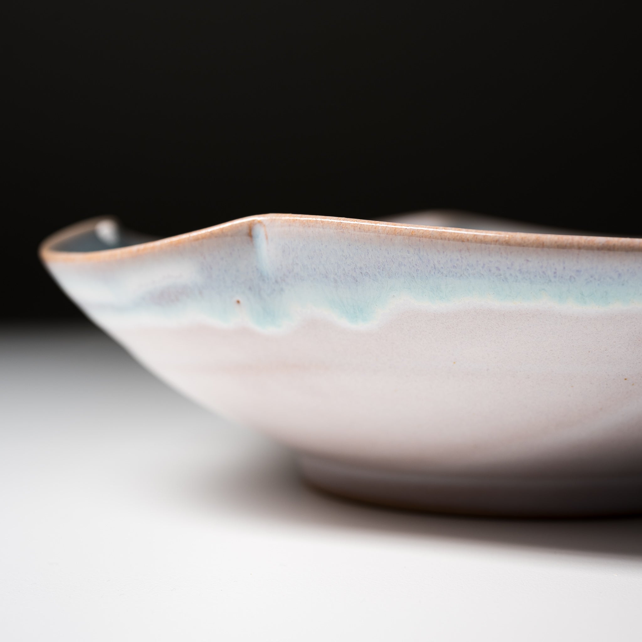 Tenryu Kiln Hagi Ware Flower Bowl - Handcrafted Japanese Ceramic Vase in Sparkling Blue for Home Decor, Floral Arrangements & Zen Style Interior Design