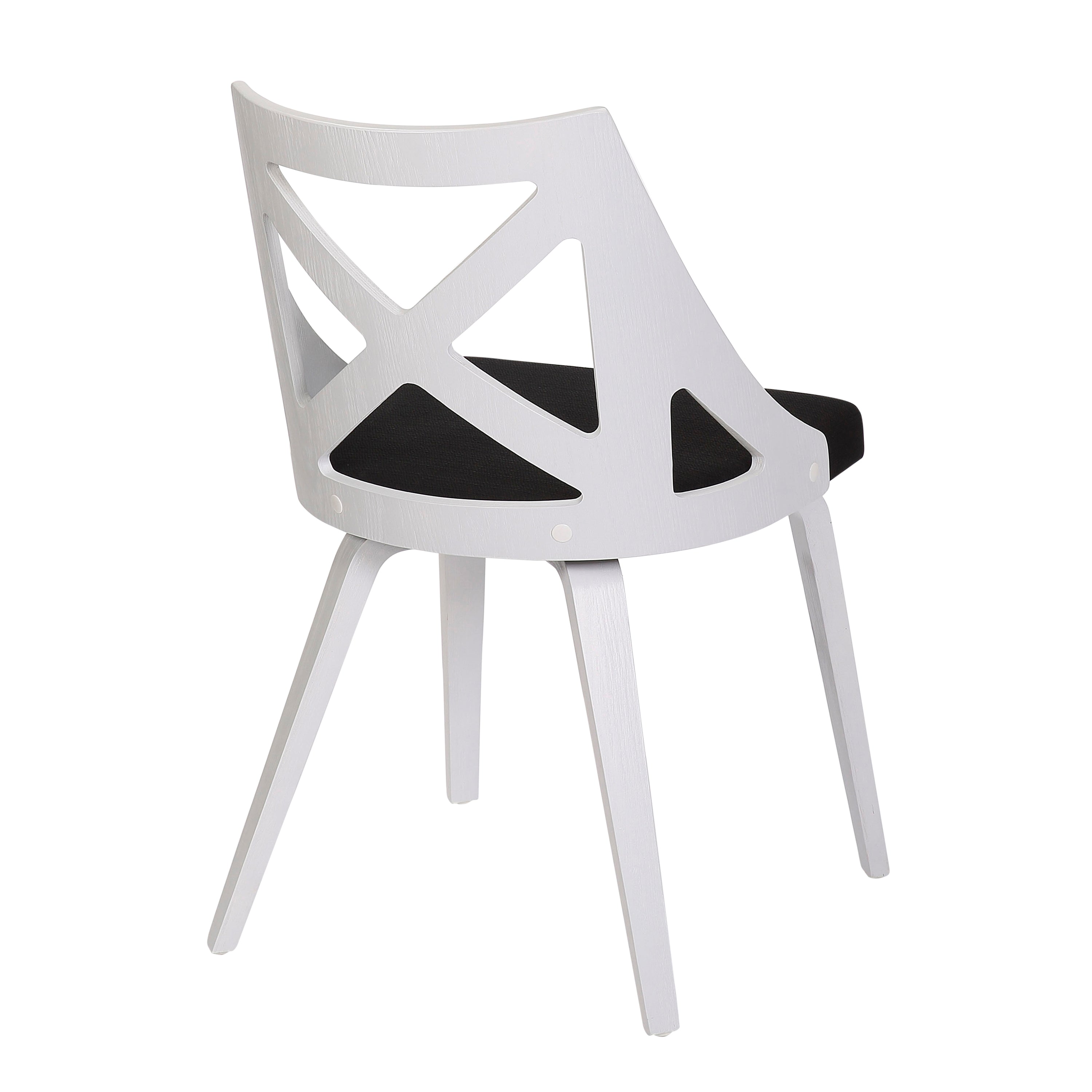 LumiSource Charlotte Farmhouse Chair Set of 2 - White Textured Wood & Charcoal Fabric Upholstered Dining Chairs | Perfect for Farmhouse Kitchens, Dining Rooms & Cozy Breakfast Nooks