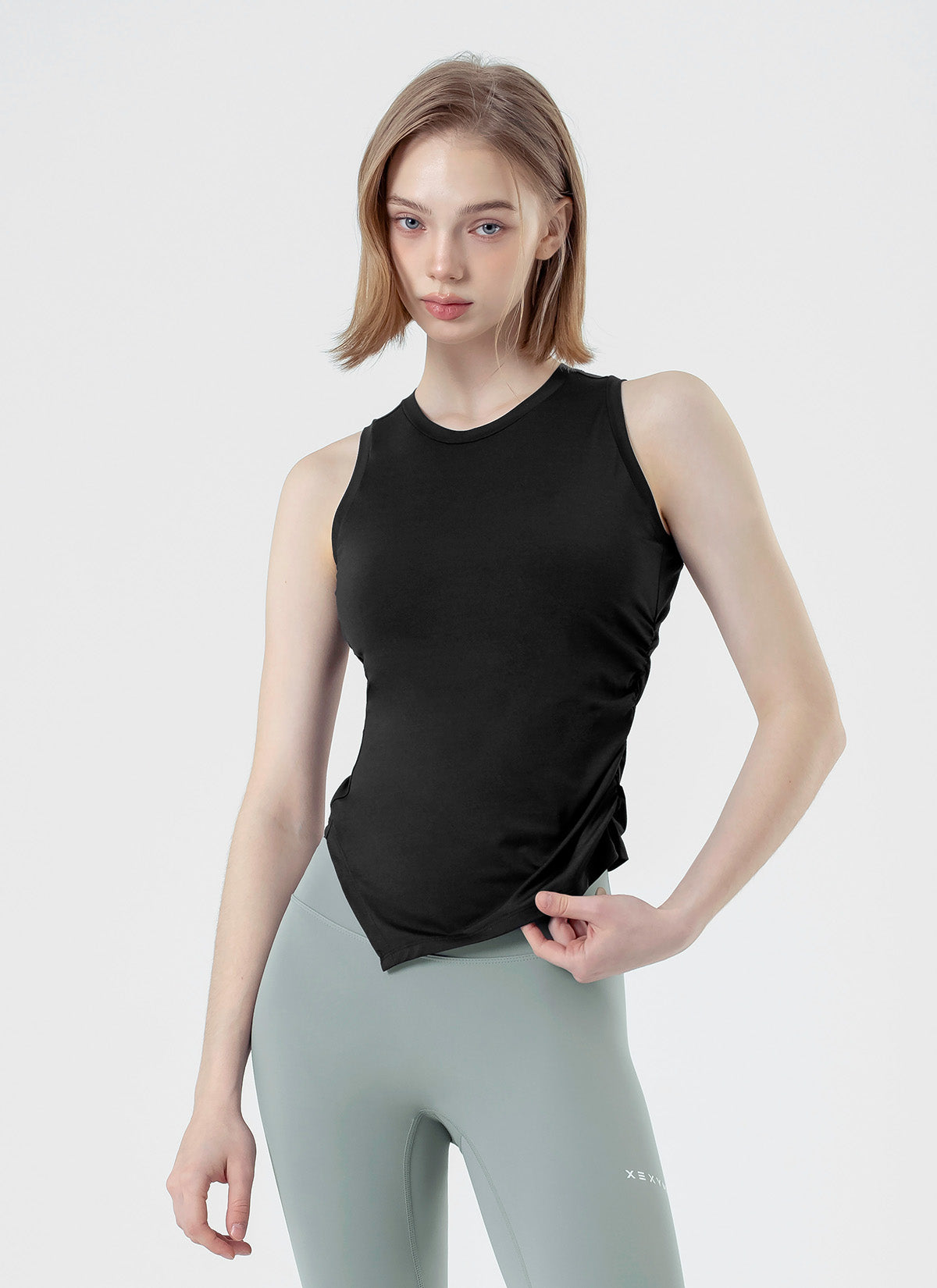 Stylish Unbalanced Side Shirring Sleeveless Top for Women | Trendy Asymmetrical Summer Blouse | Perfect for Beach Outings, Date Nights & Casual Wear