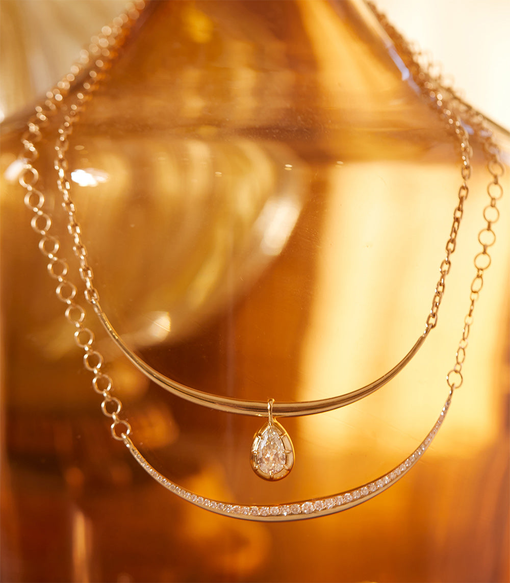 Luna Crescent Layering Necklace - Dainty Moon Pendant Necklace for Women, Gold & Silver Layered Necklaces Set, Perfect for Everyday Wear, Gift for Her, Birthday, Anniversary | Boho Chic Jewelry for Date Night & Special Occasions