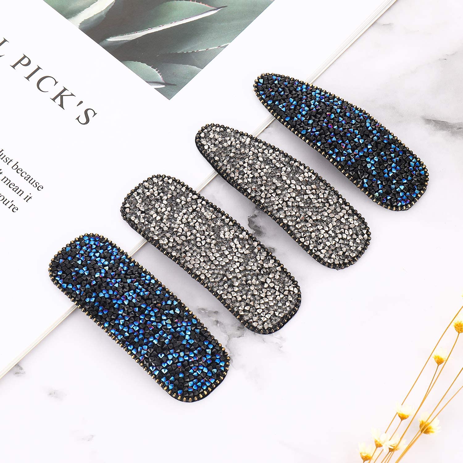 4-Piece Rhinestone Hair Clips Set - Non-Slip Snap Barrettes for Women & Girls - Elegant Wedding Hair Accessories Gift - Perfect for Bridal, Prom, Party & Daily Use