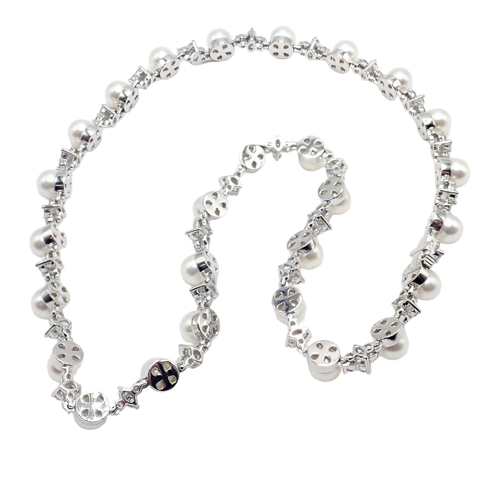 Authentic Tiffany & Co Platinum Diamond 6.5mm Pearl Necklace for Women - Elegant Jewelry Gift for Wedding, Anniversary & Special Occasions