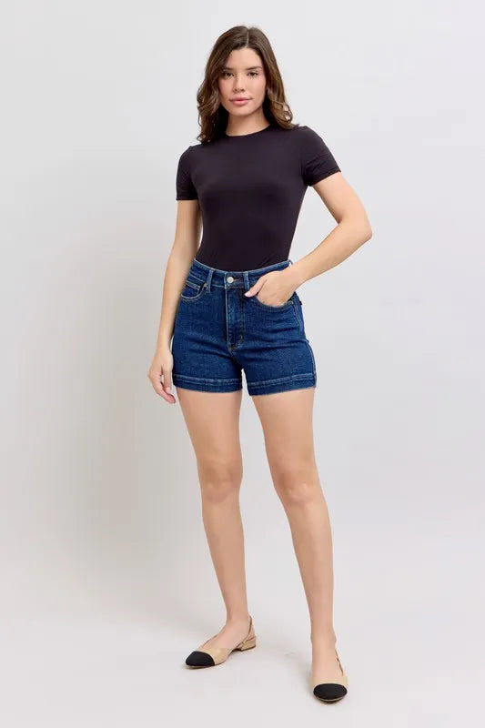 Judy Blue High Waist Tummy Control Denim Shorts for Women - Stretchy Comfortable Jean Shorts with Flattering Fit - Perfect for Summer, Beach & Casual Outings