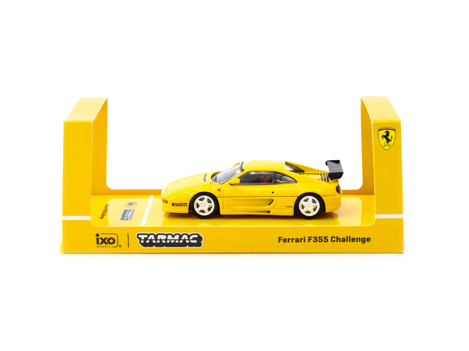Tarmac Works X iXO Models 1/64 Ferrari F355 Challenge Yellow Diecast Car - Collectible Miniature Model for Display, Racing Enthusiasts & Gift Giving