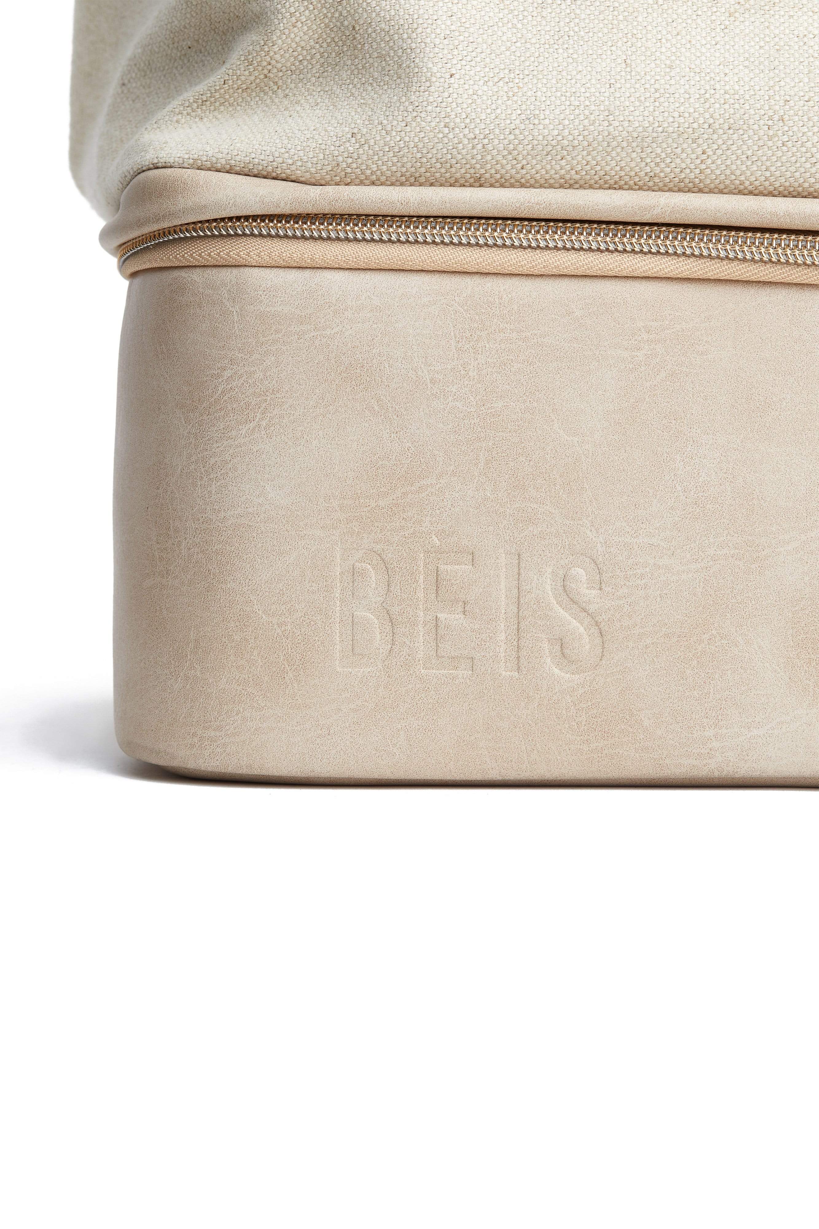 Beige Convertible Mini Weekender Bag - Stylish & Versatile Travel Duffel for Women | Perfect for Weekend Getaways, Gym, Work & Overnight Trips