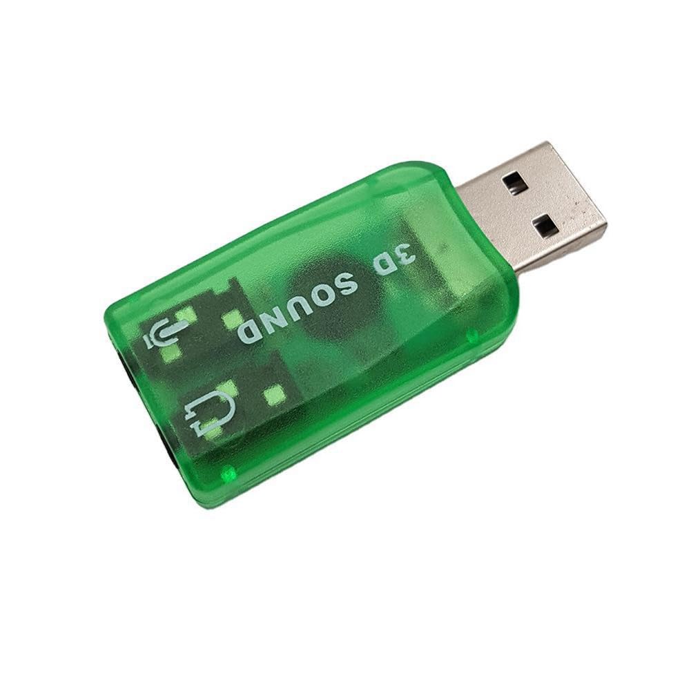 Mkcavne USB Sound Card - External Mini USB to 3.5mm Audio Adapter for Windows 7/8/10, Android, Laptop, PC, Headphones & Speakers | Portable Stereo Sound Converter for Gaming, Streaming & Conference Calls (Green)