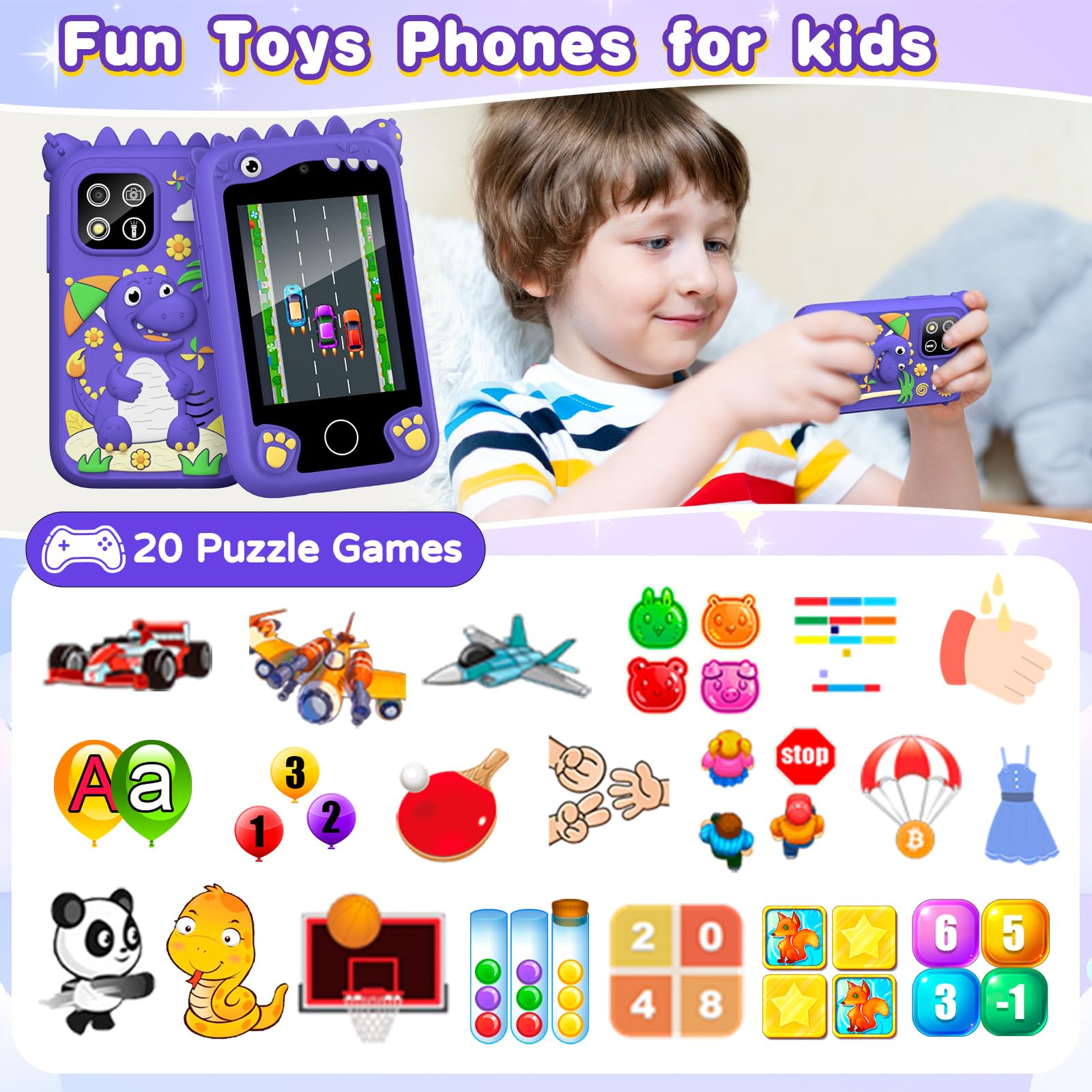 Best Kids Smart Phone Toy for Boys & Girls Ages 3-8 - Touchscreen Learning Phone with Camera, Music & Games - Perfect Birthday Gift for Toddlers & Preschoolers - Pretend Play, Early Education & Travel Entertainment