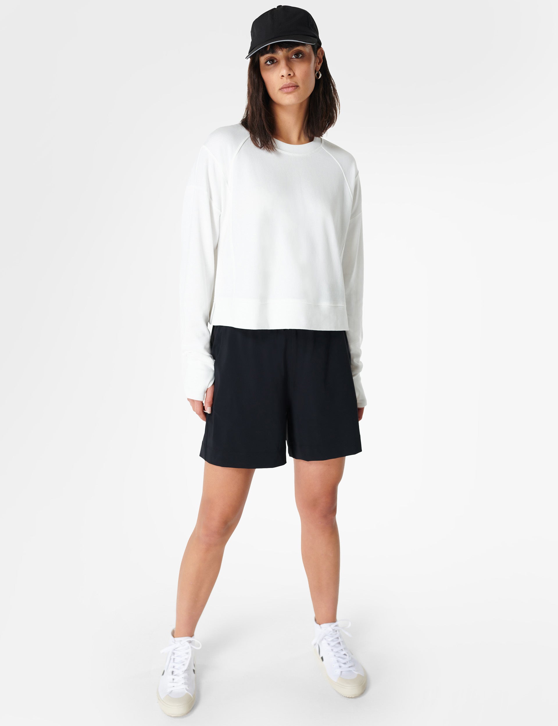 After Class Crop Sweatshirt - Lily White | Trendy Casual Pullover for Women | Perfect for School, Gym & Streetwear Fashion
