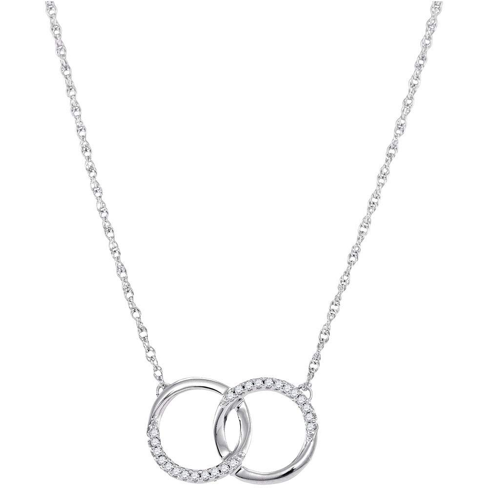10K White Gold Women's Round Diamond Double Layer Pendant Necklace - 1/10 CTTW, Elegant Gift for Anniversary, Valentine's Day & Special Occasions