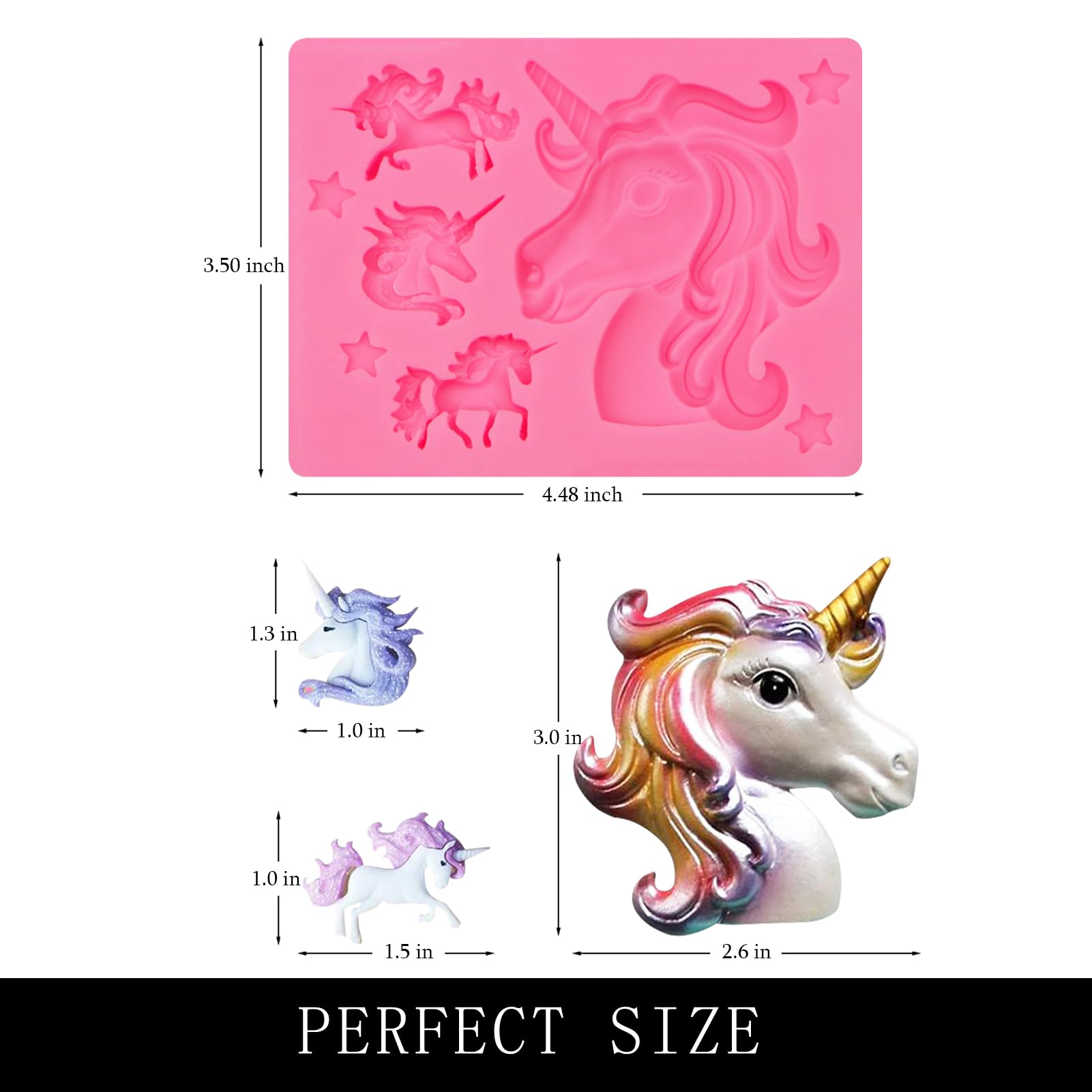 Unicorn & Horse Silicone Fondant Molds Set - Food Grade Chocolate, Resin, Cake Decorating Tools for Cupcake Toppers, Candy & Gumpaste - Perfect for Birthday Parties, Baby Showers & DIY Crafts