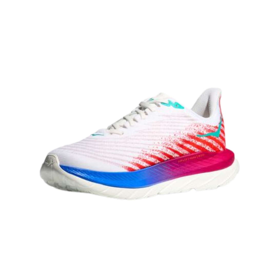 Men's Mach 5 Running Shoes - White/Flame Colorway (D Width) | Lightweight Athletic Sneakers for Jogging, Gym Workouts & Everyday Wear