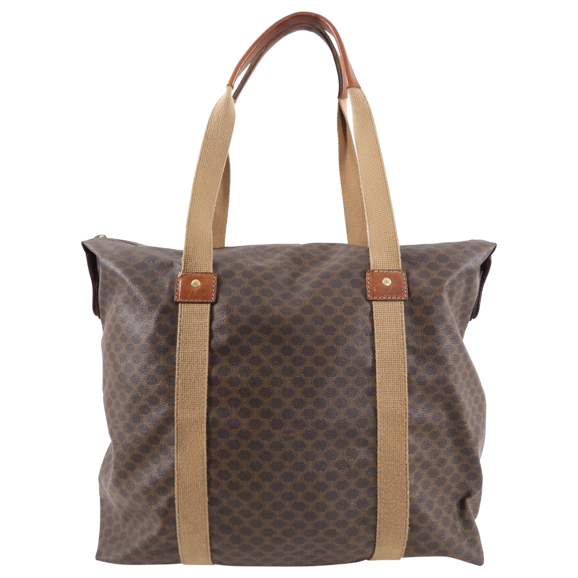 Vintage Celine Macadam Coated Canvas Tote Bag from 1980s - Stylish Retro Shoulder Bag for Women, Perfect for Work, Travel & Everyday Use