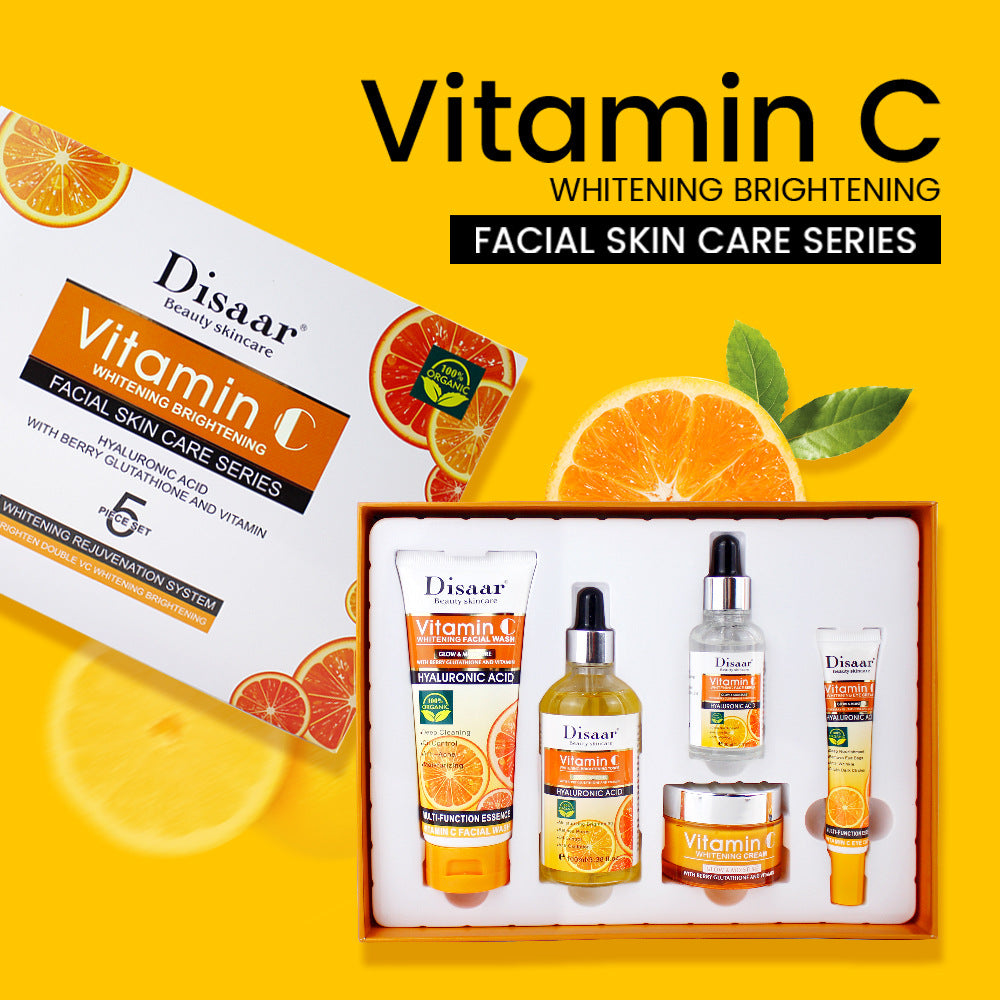 Vitamin C Skin Care Set - Hydrating, Moisturizing & Brightening Facial Serum & Cream for Glowing Skin | Day & Night Use for All Skin Types