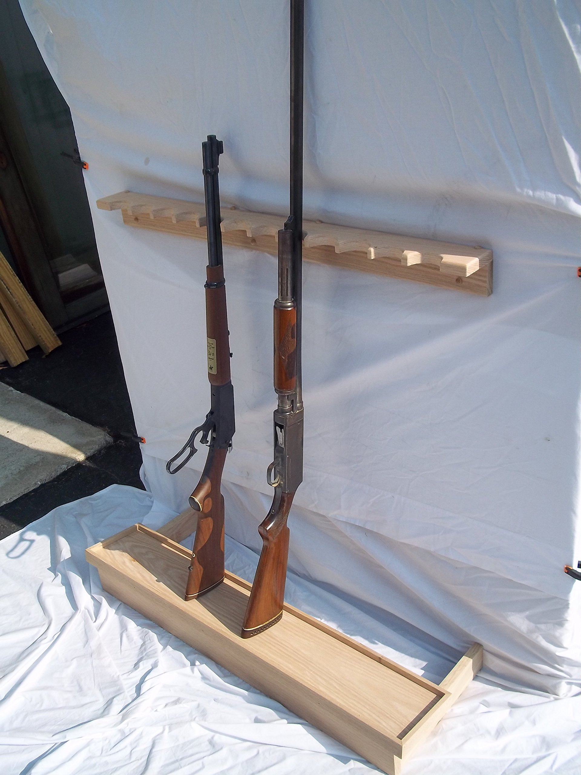Handmade Oak Closet Gun Rack with Butt Rest - Secure Firearm Storage for Home, Cabin, or Hunting Lodge - Perfect for Rifles, Shotguns, and Long Guns