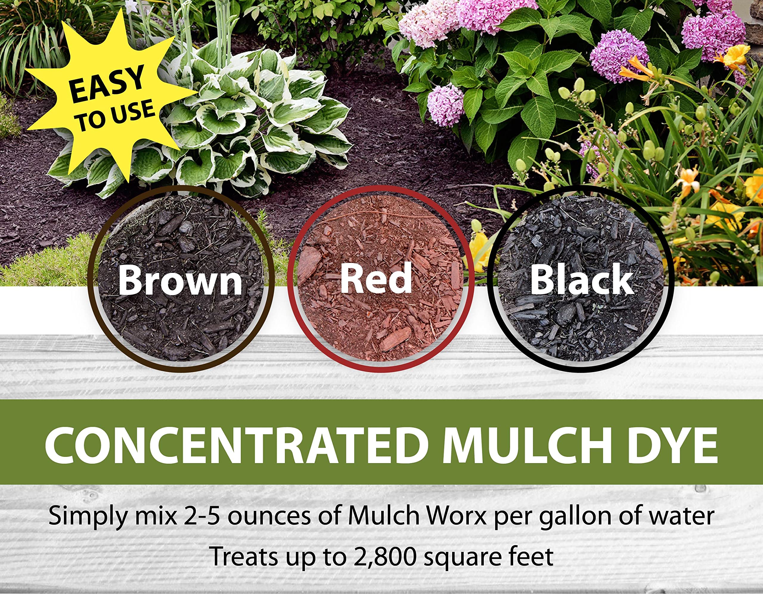 Premium Red Mulch Color Concentrate - 1 Quart Covers 2,800 Sq Ft - Deep Burgundy Mulch Dye Spray for Landscaping & Garden Beds - Long-Lasting Color Enhancer for Wood Chips, Bark & Organic Mulches